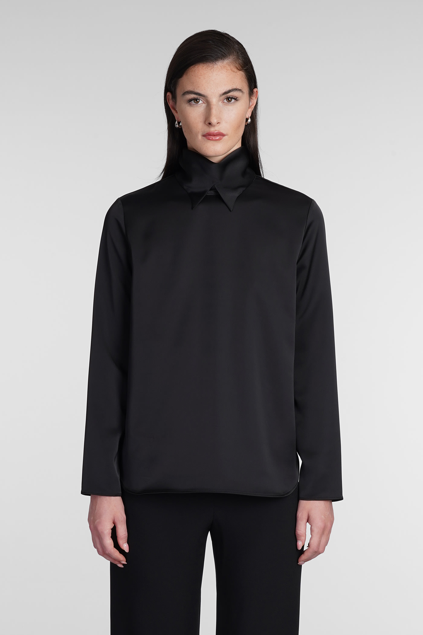 Shop Giorgio Armani Blouse In Black Polyester  In White