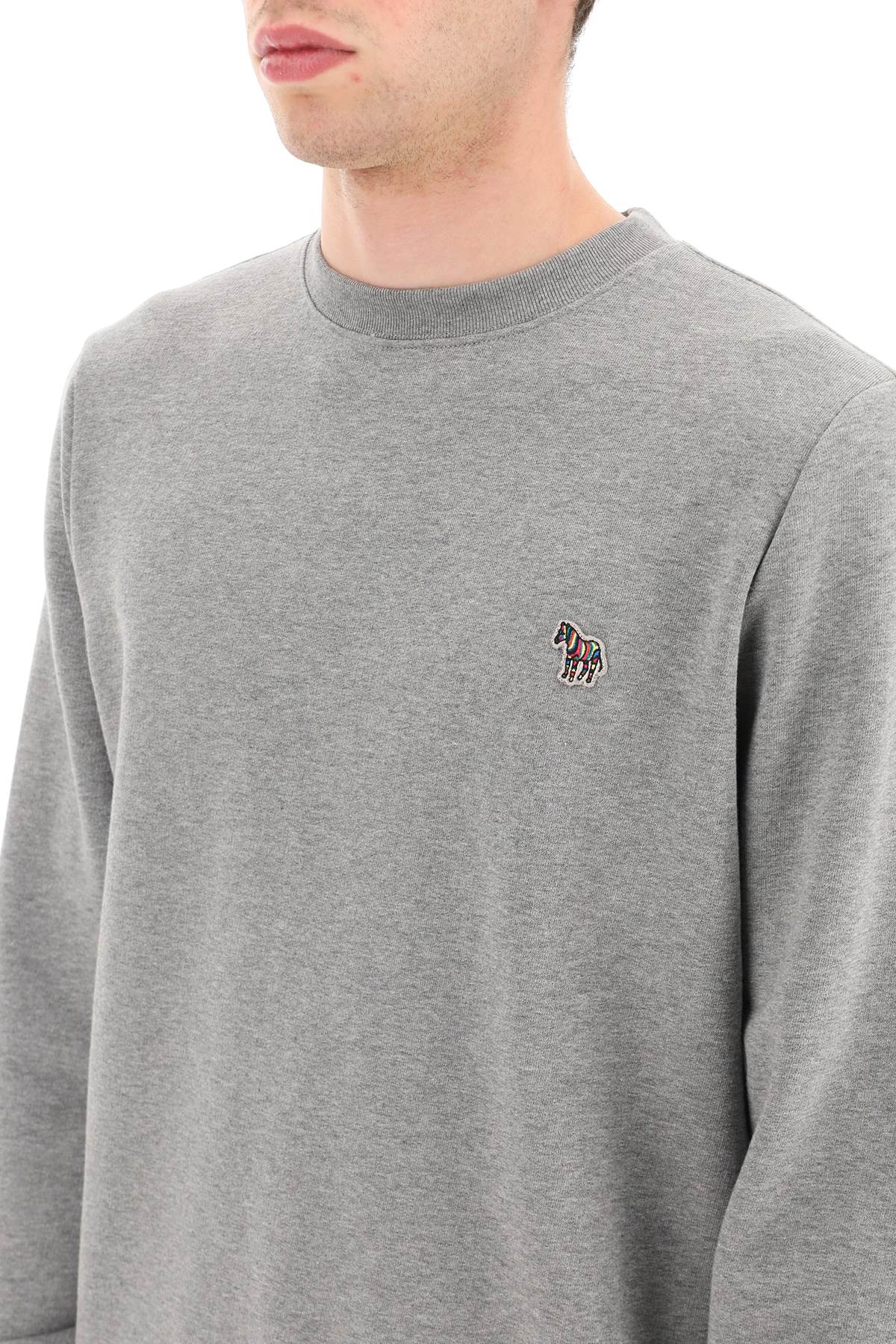 Shop Ps By Paul Smith Zebra Logo Sweatshirt With Zebra Logo In Grey Melange (grey)