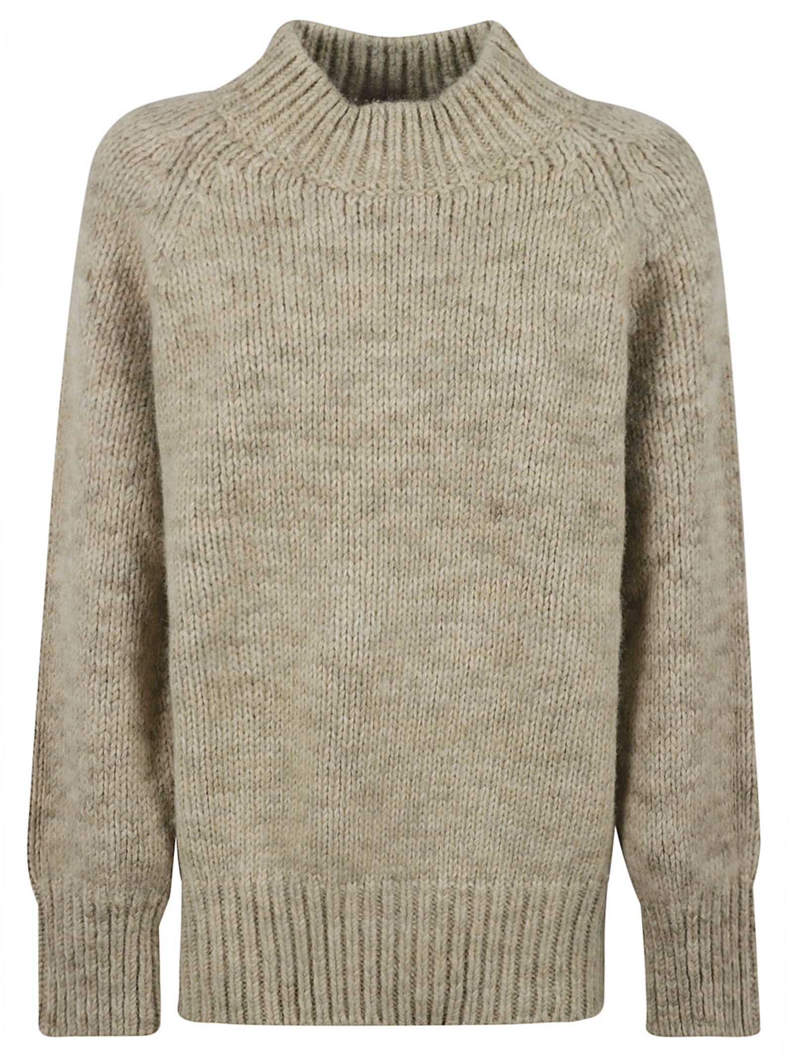 Shop Maison Margiela Rib Trim Knitted Sweater In Military Green