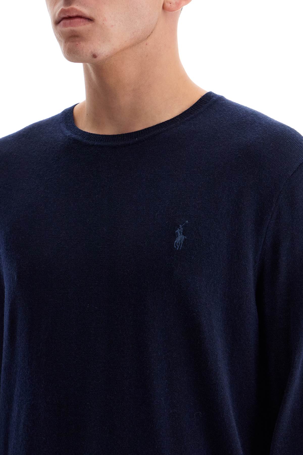 Shop Polo Ralph Lauren Crewneck Pullover With Embroidered In Hunter Navy (blue)