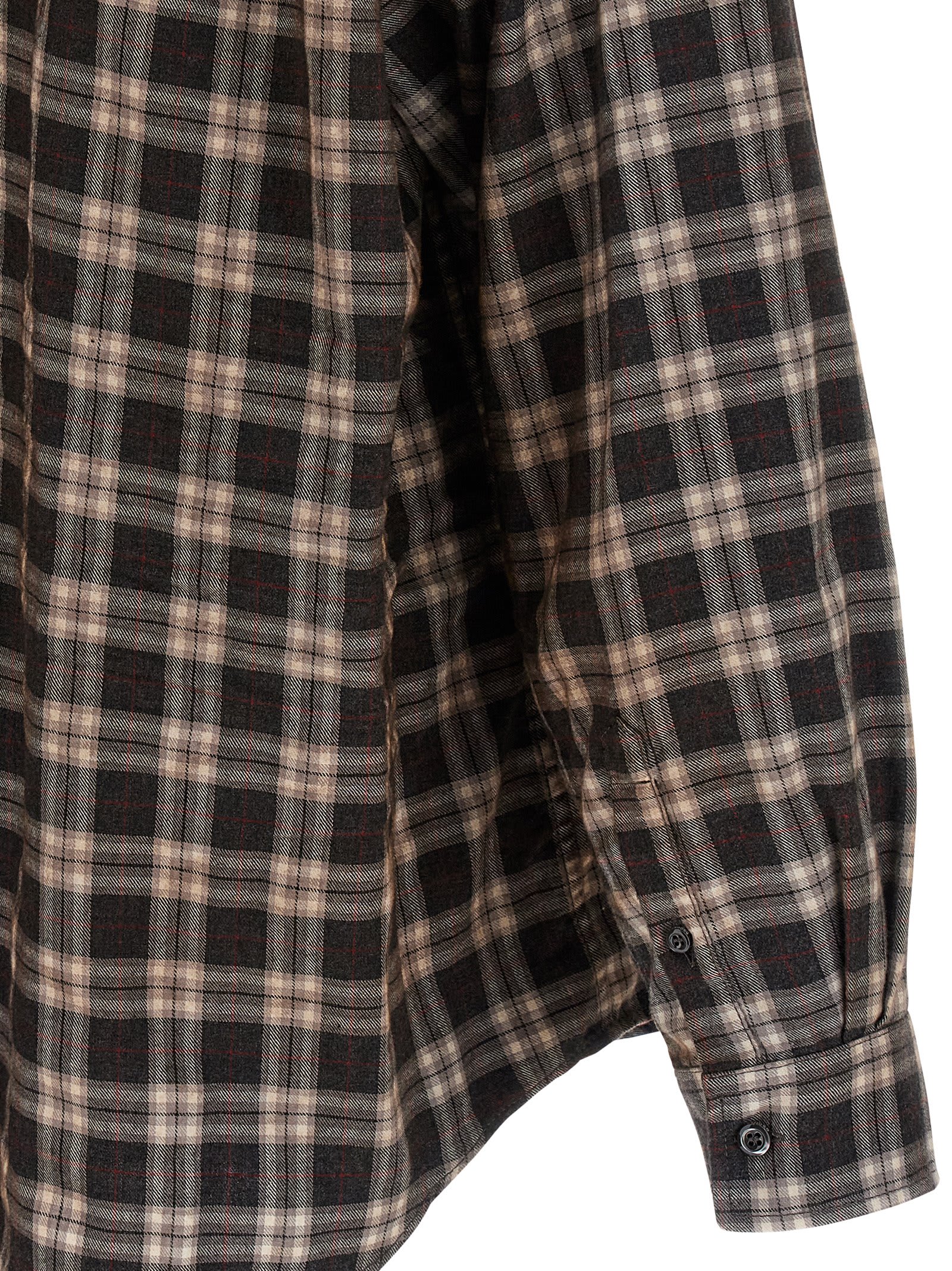 Dsquared2 D2 X Magliano Brown Shirt With Tie Detail On The Front And All-over Check Motif In Cotton Man In Brown