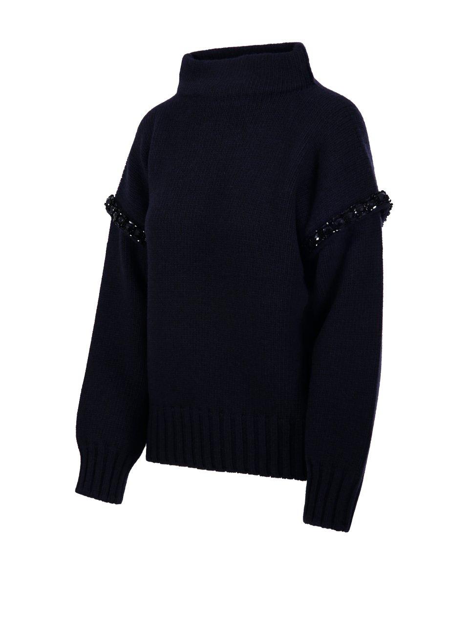 Shop Max Mara Embellished High Neck Jumper In .