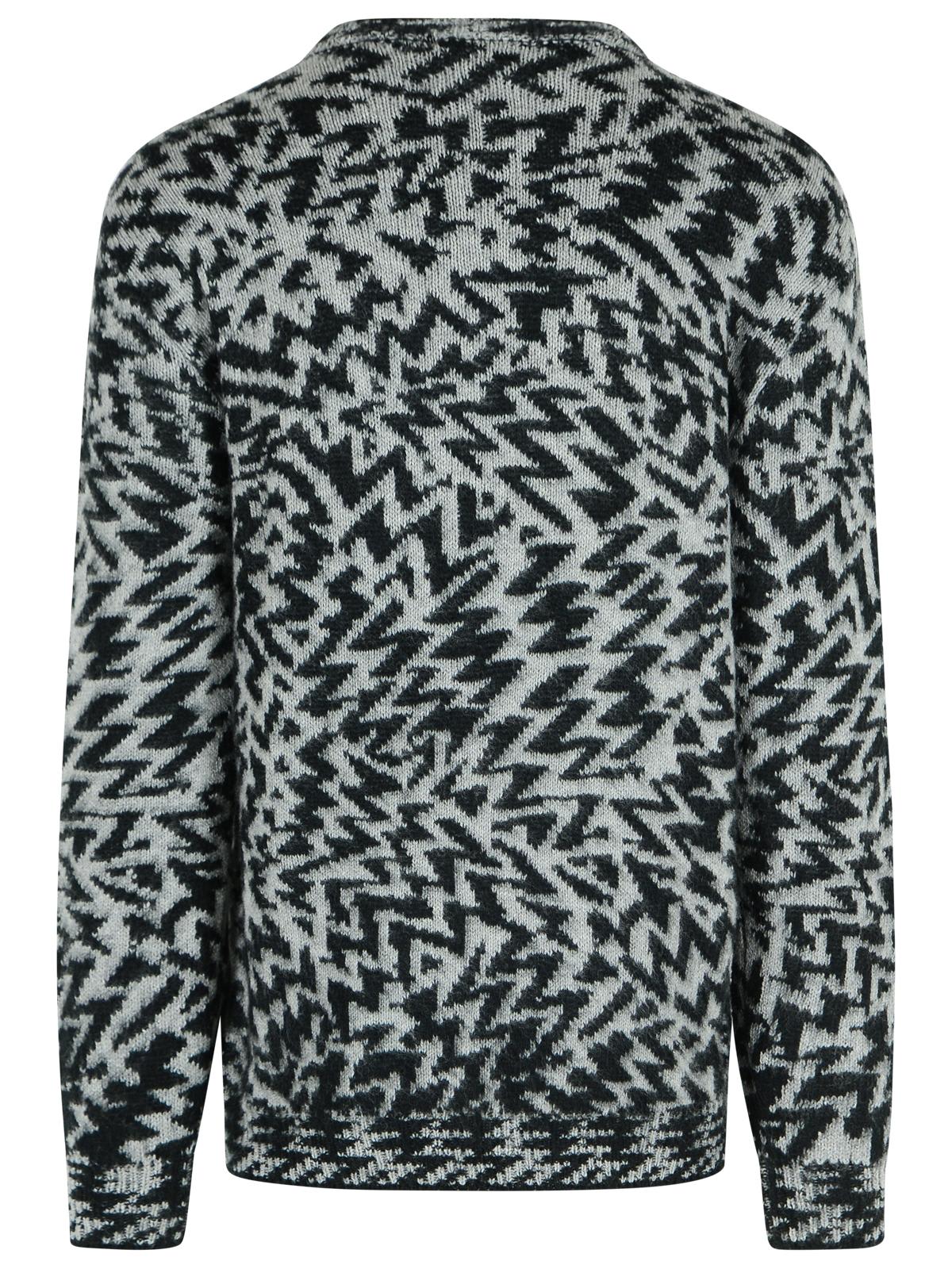 Laneus Wool Blend Sweater Abstract Pattern Design In Gray