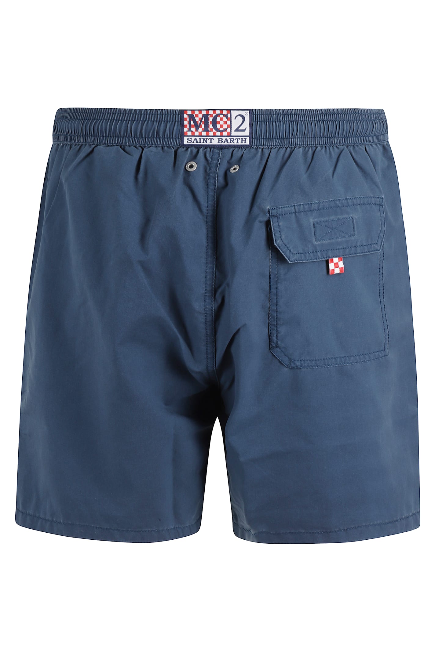 Mc2 Saint Barth Swim Trunks With Elastic Waistband And Eyelet Detailing In Blue