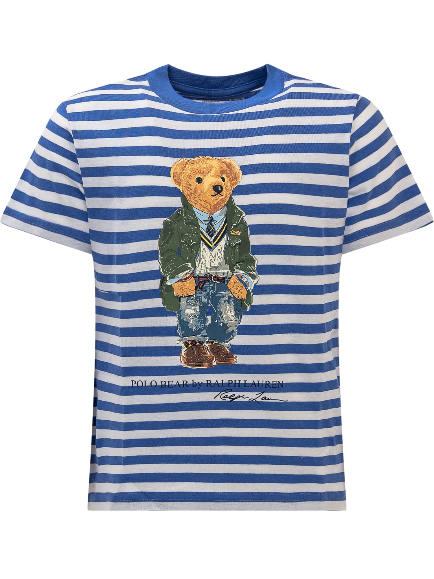 Polo Ralph Lauren Kids' Polo Bear T-shirt In Sp24 Paris Bear New England Blu