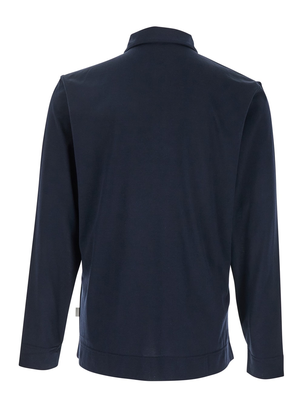 Lardini Blue Polo With Classic Collar And Long Sleeves In Cotton And Silk Blend Man In Blue