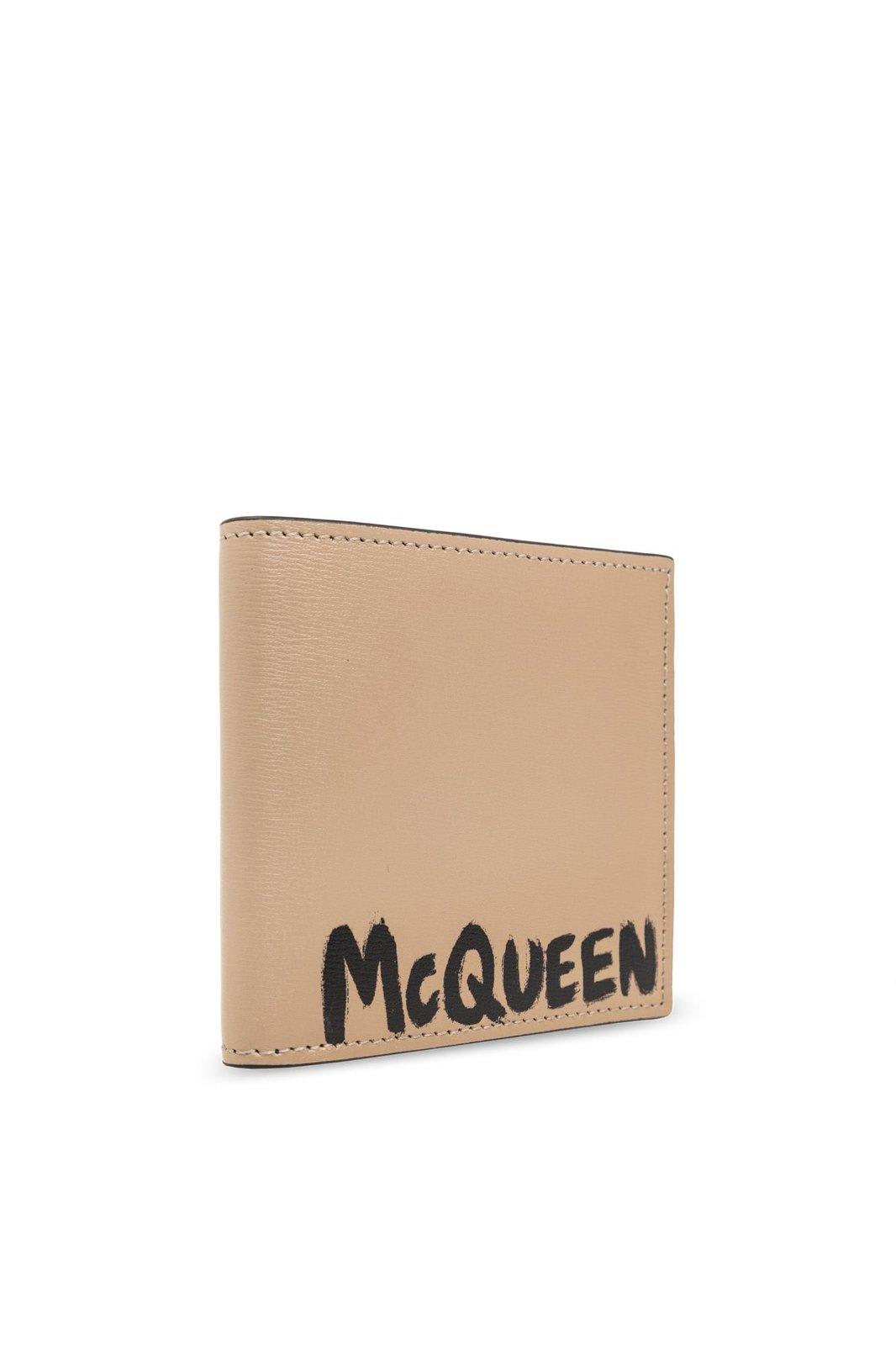 Shop Alexander Mcqueen Logo Billfold Wallet In Beige