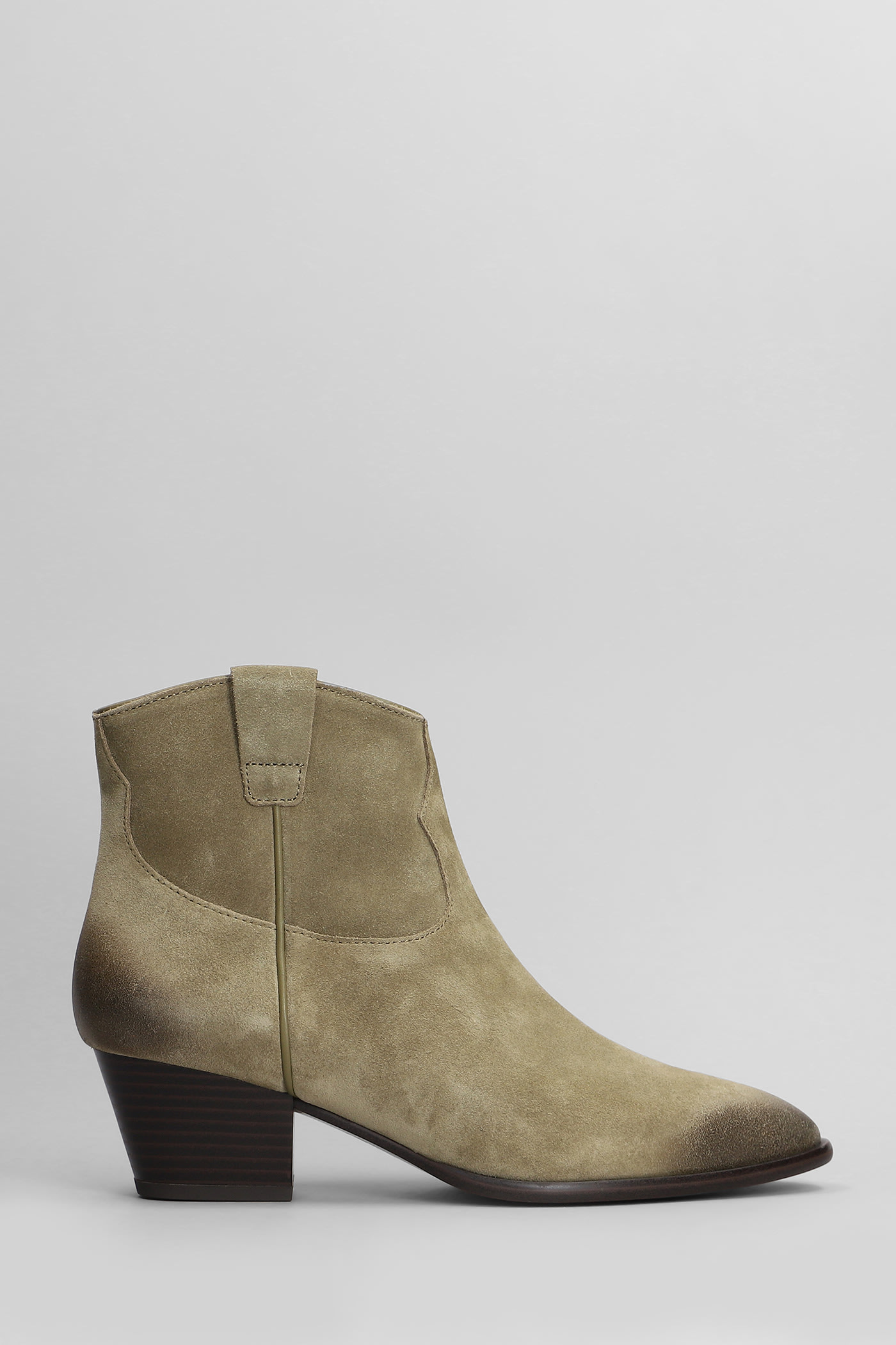 Fame Texan Ankle Boots In Khaki Suede