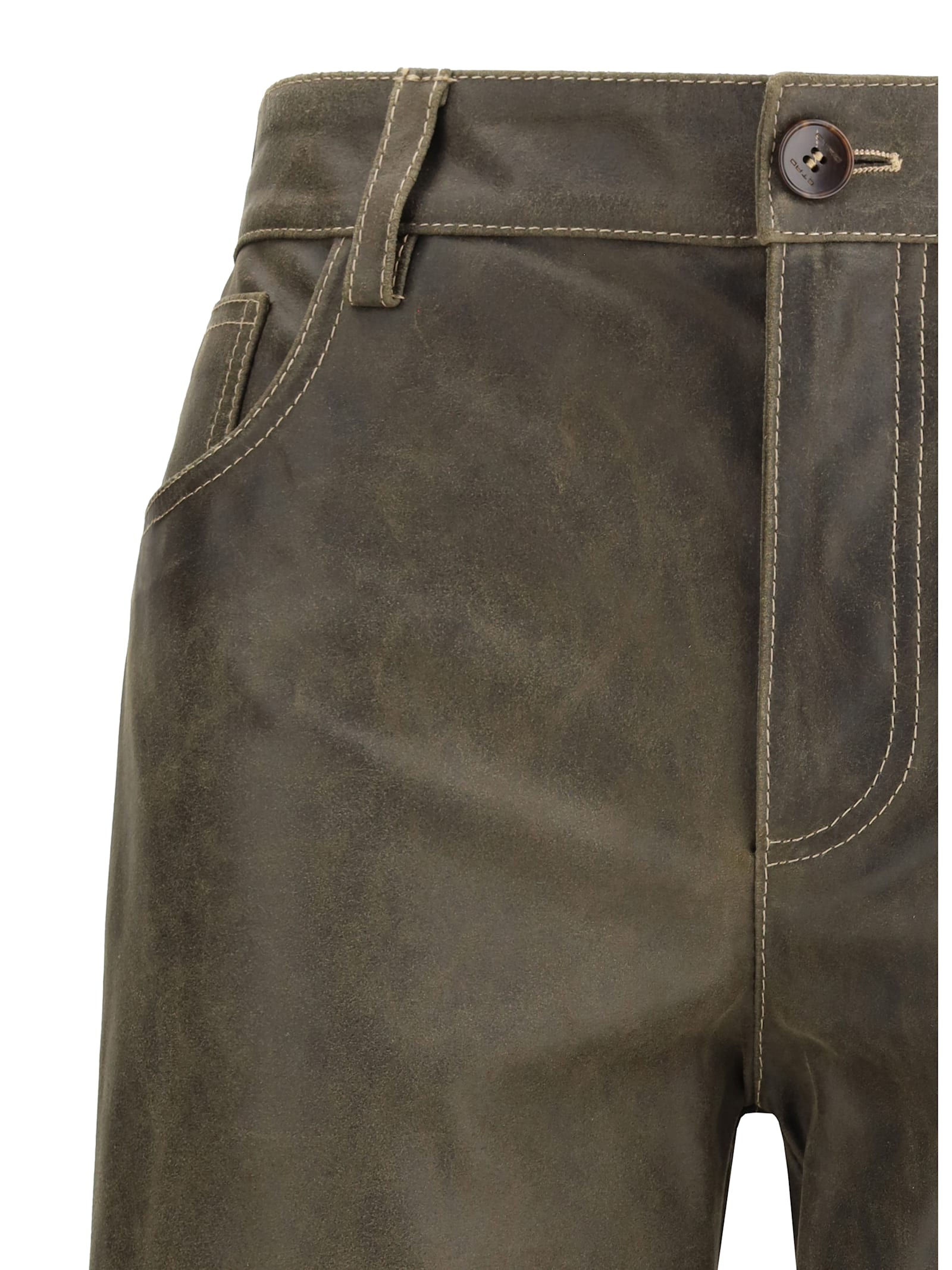 Etro Flared Leather Trousers In Green