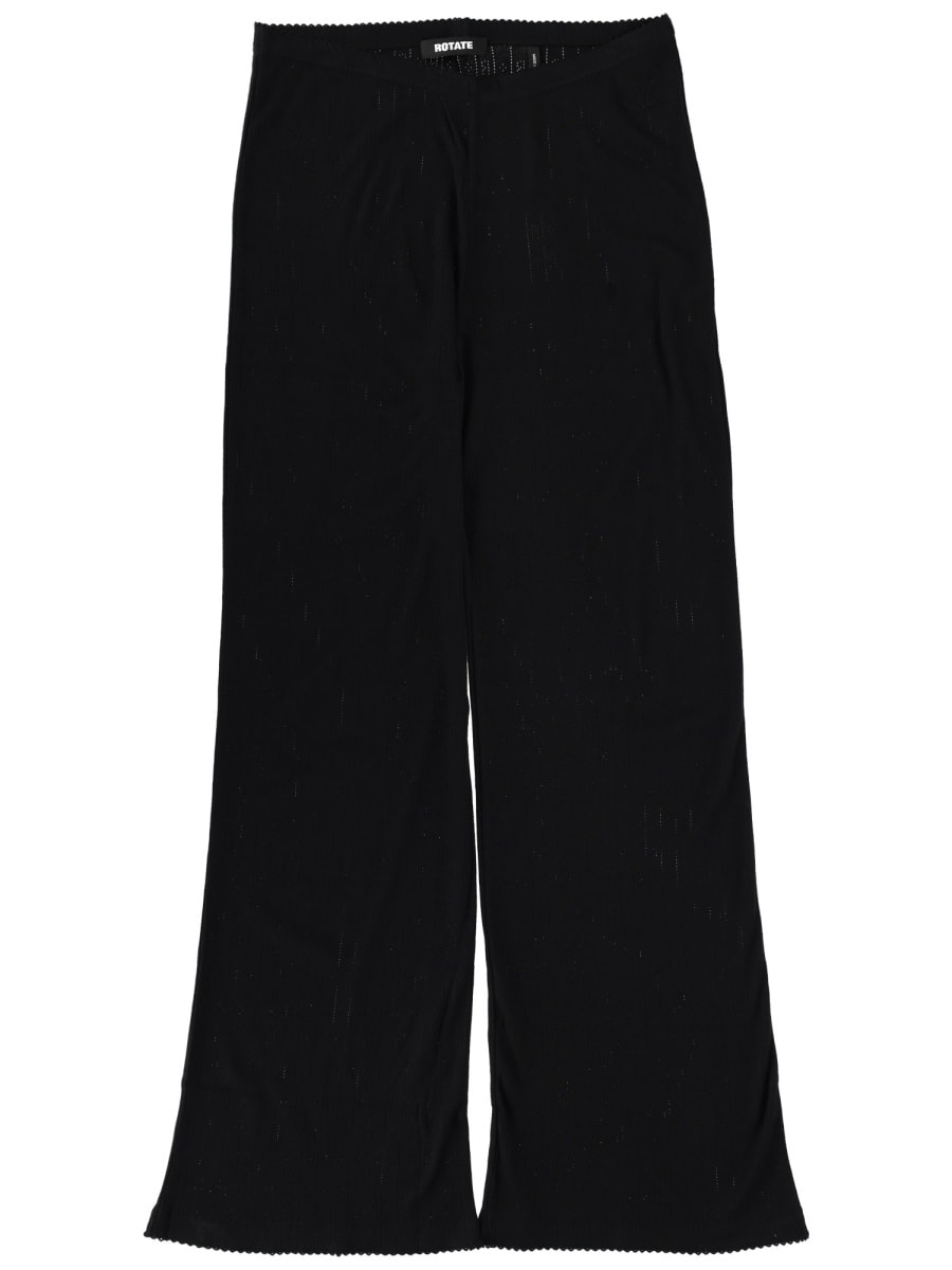 Rotate Birger Christensen Pointelle Leggings In Black