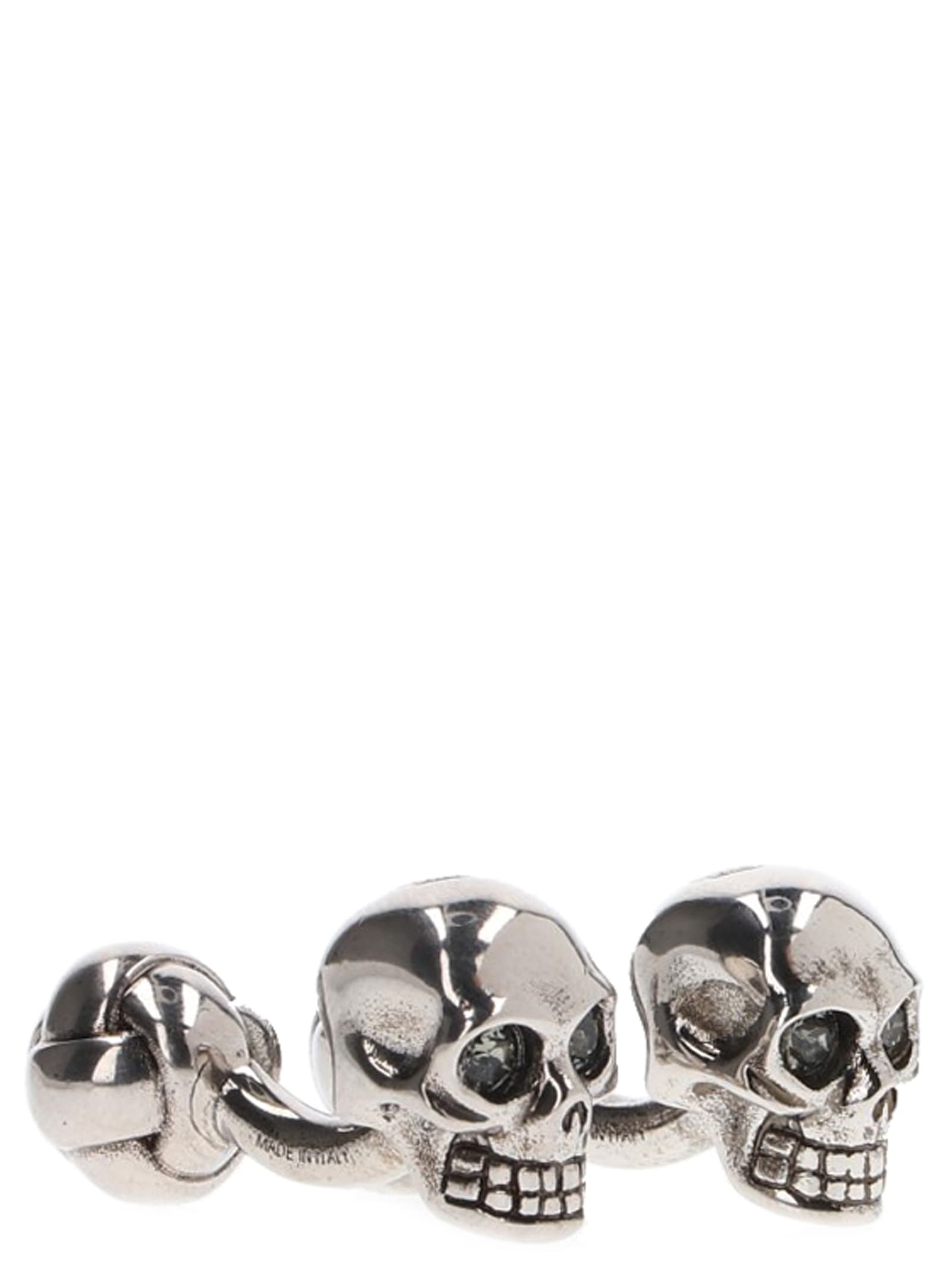 Shop Alexander Mcqueen Twin Skulls Cufflinks In Silver