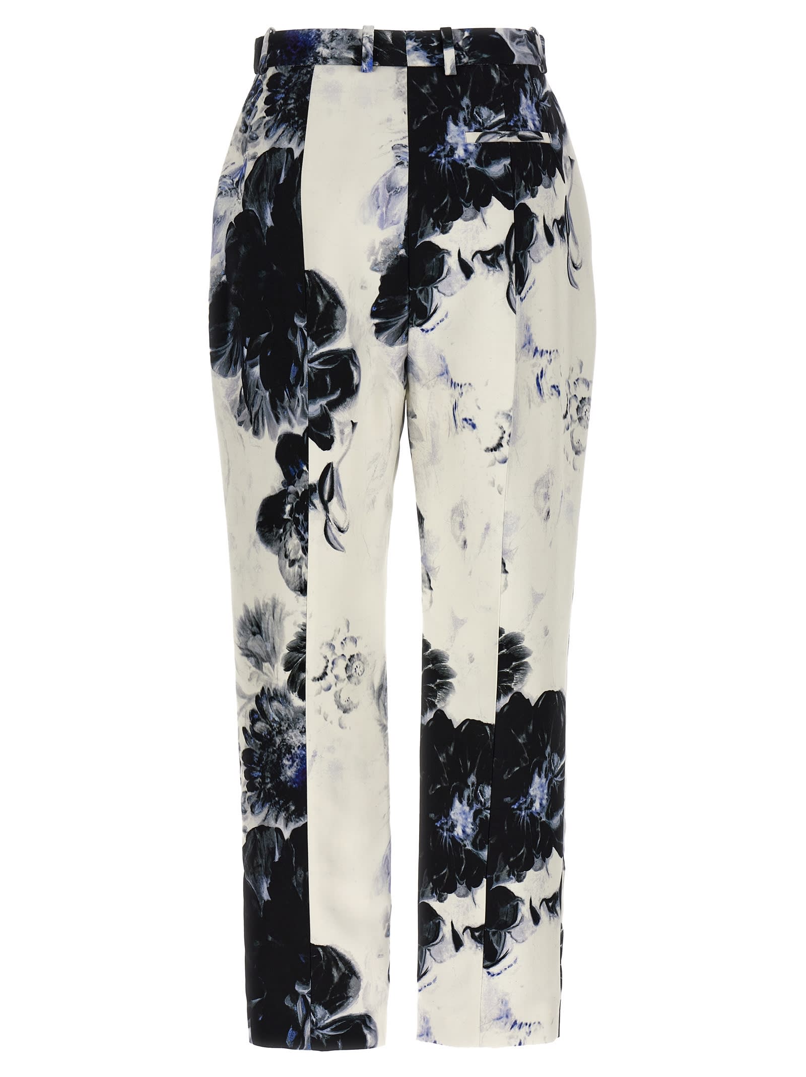 Alexander Mcqueen Women Viscose Trouser With Floral Print In White