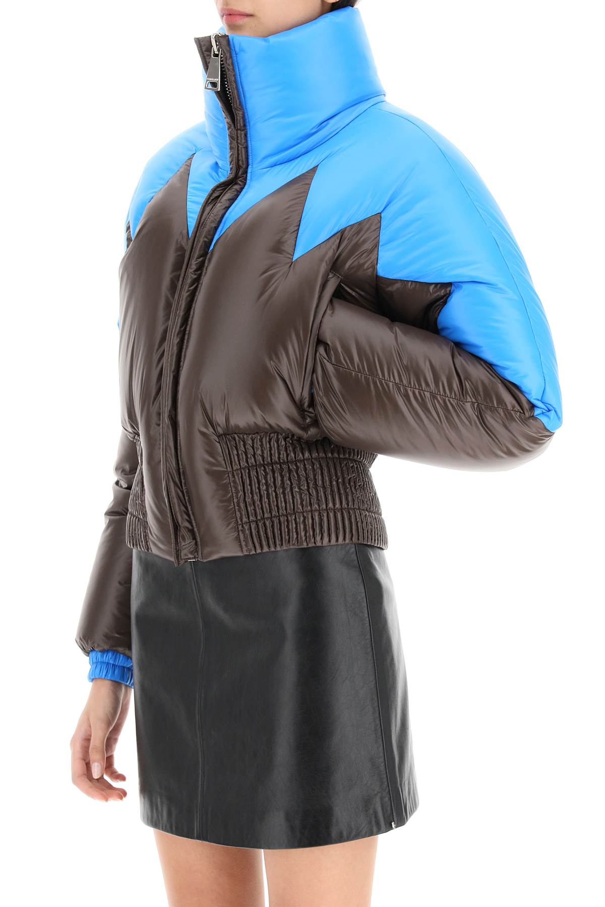 Shop Khrisjoy Puff Peak Cropped Puffer Jacket In Brilliant Brown (light Blue)
