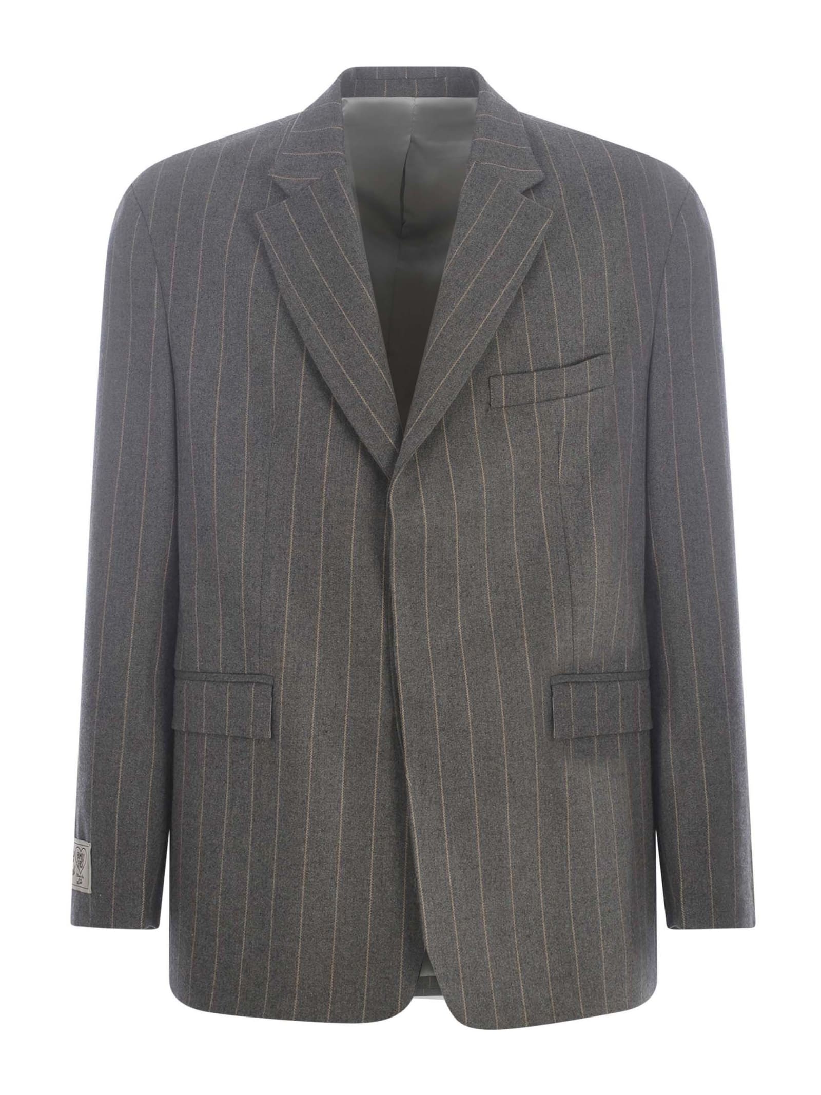 Family First Milano Single-breasted Jacket Family First In Wool Blend In Gray