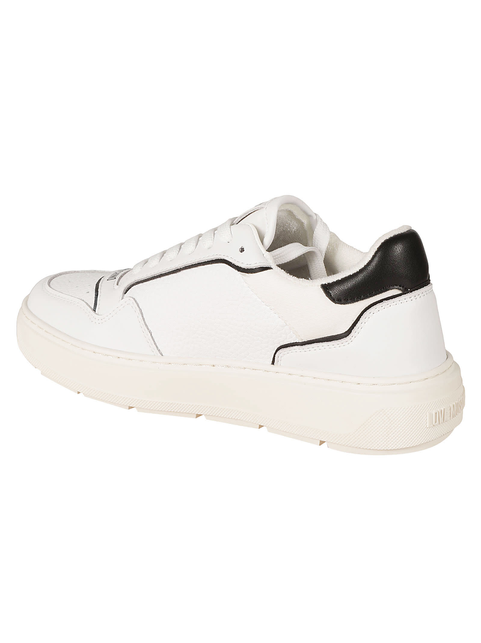 Shop Love Moschino Heart Embroidered Sneakers In White