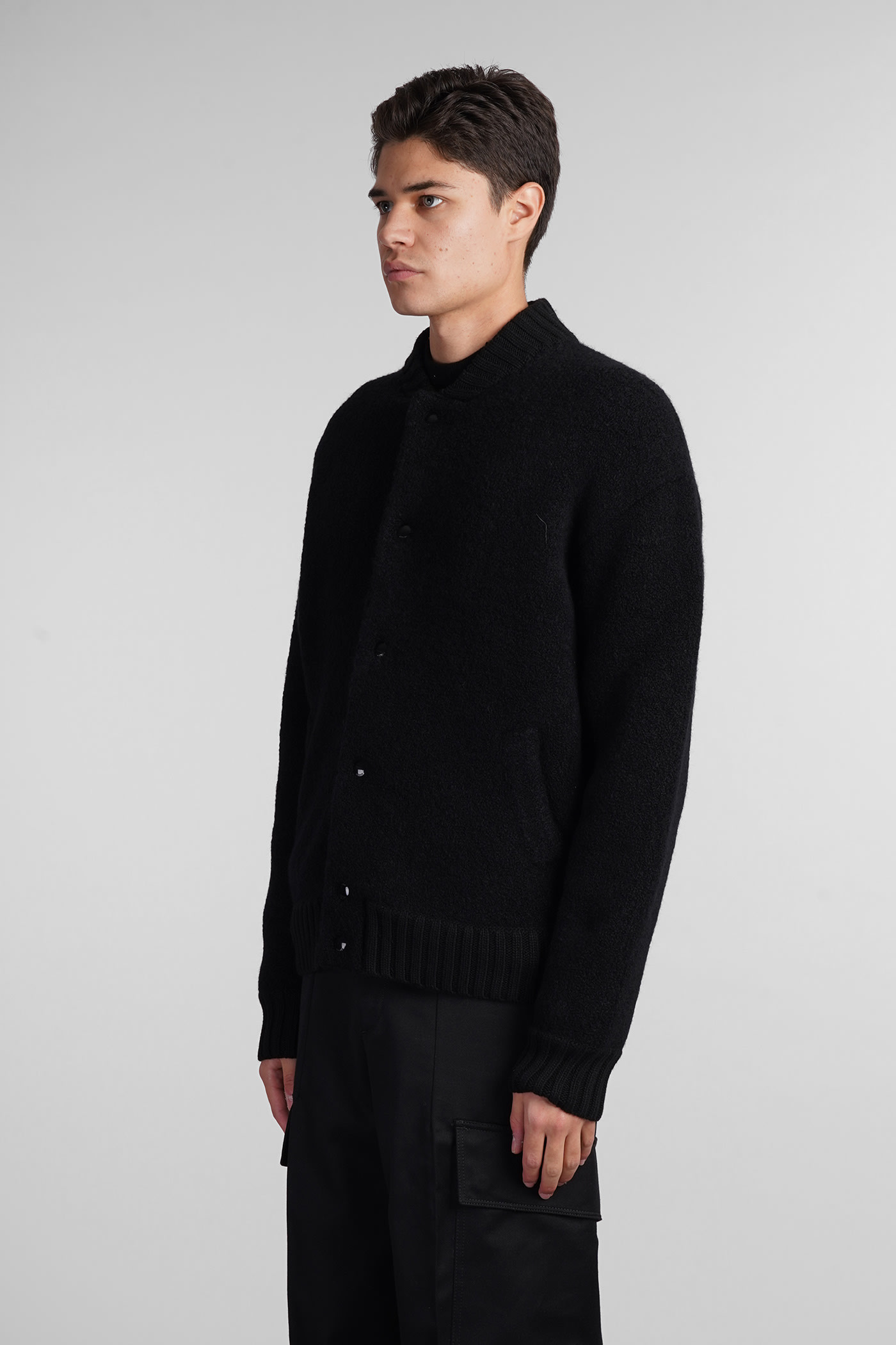 Shop Laneus Bomber In Black Wool