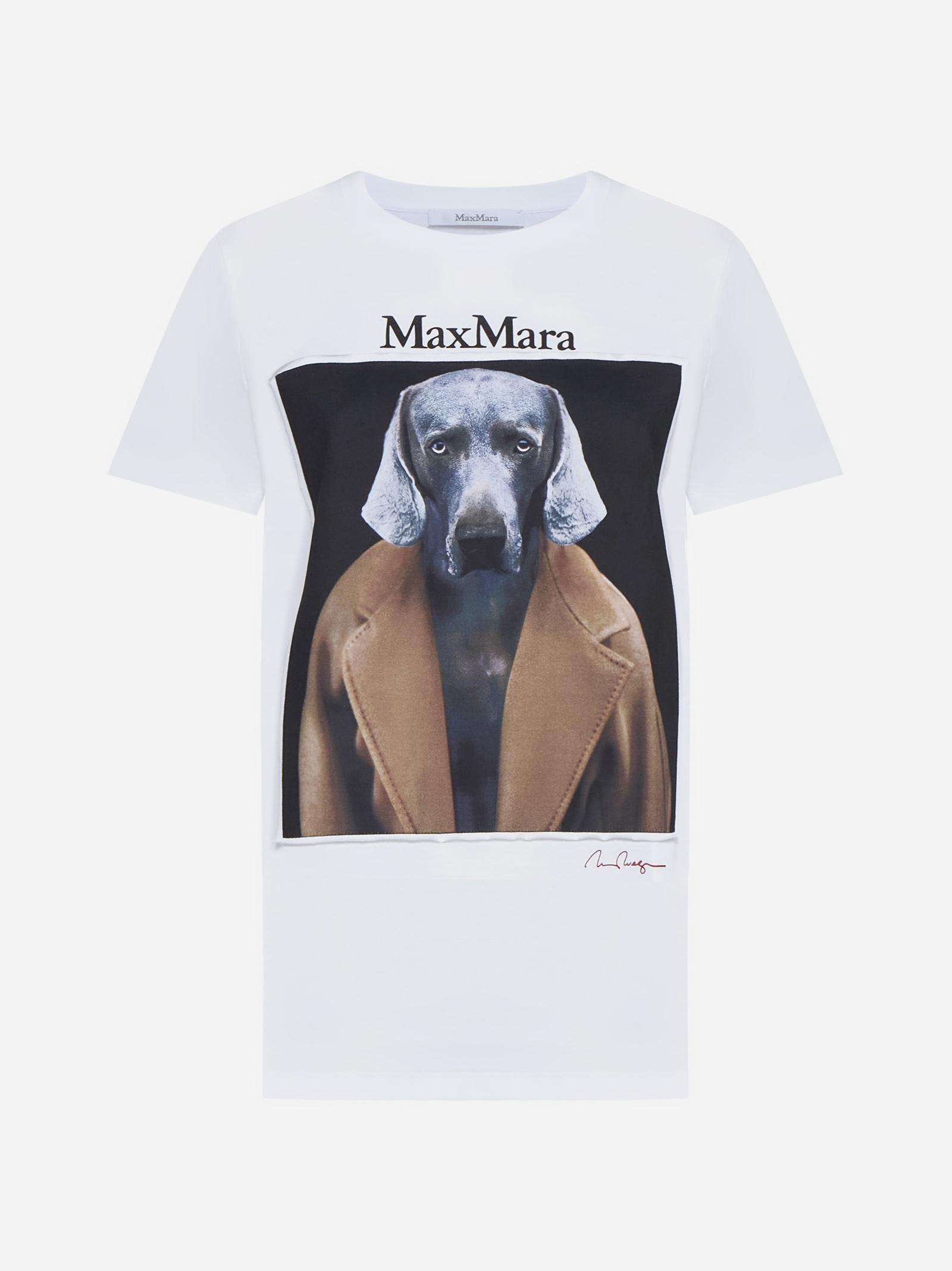 Shop Max Mara Cipria Print Cotton T-shirt In White