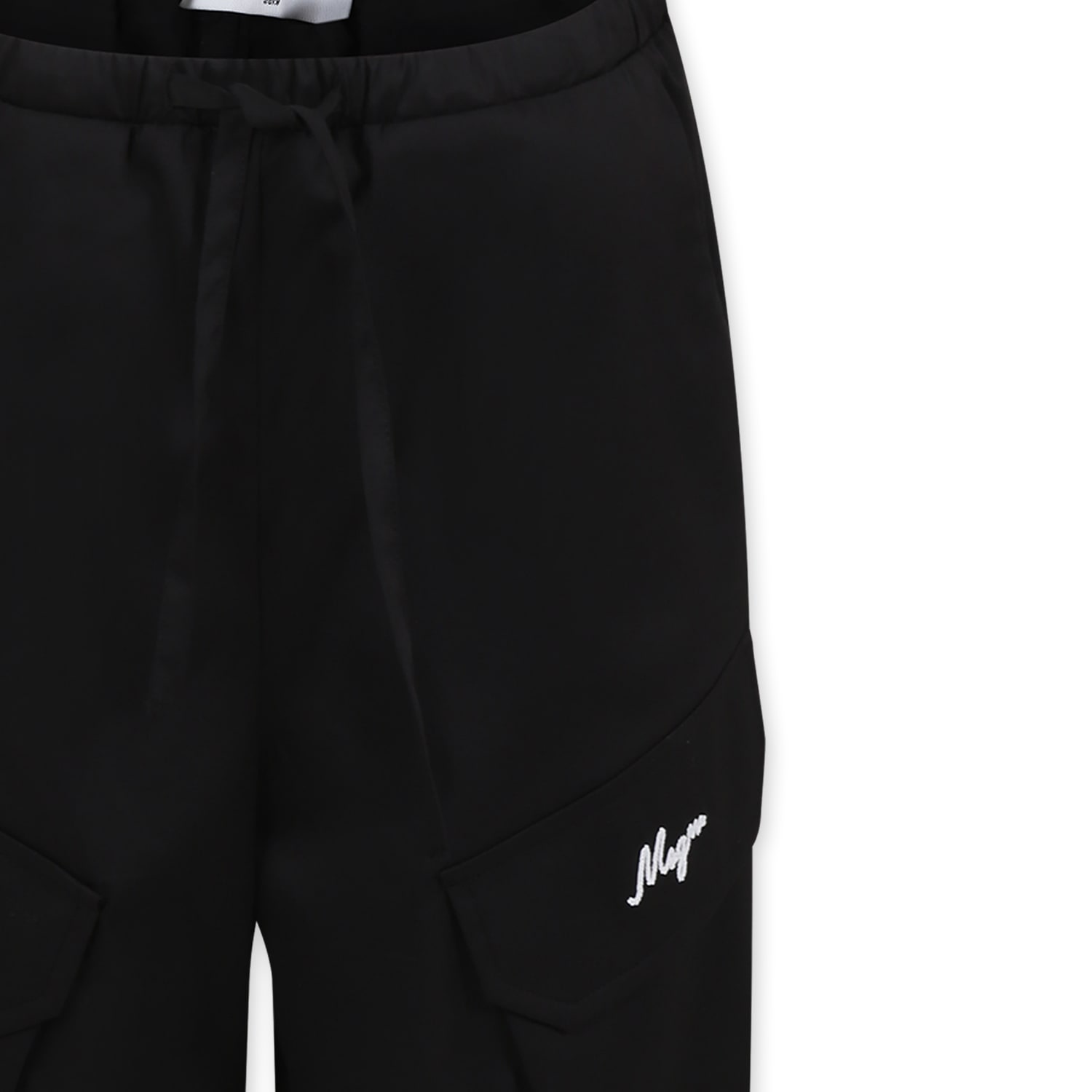 Shop Msgm Black Trousers For Girl With Logo