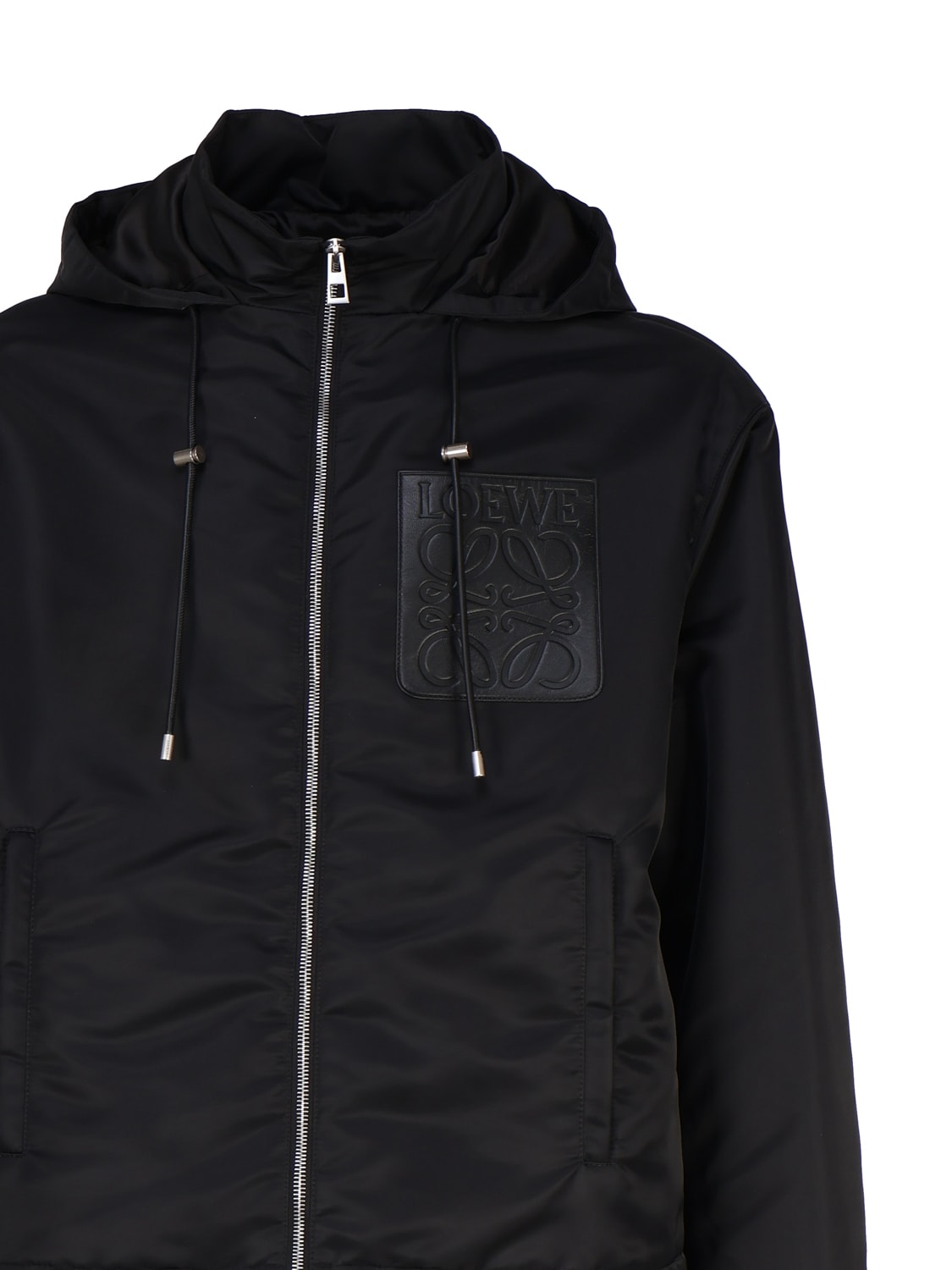 Shop Loewe Hooded Padded Jacket In Wool In Black