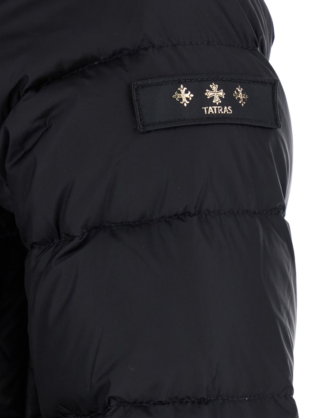 Shop Tatras Sarma Black Long Hooded Down Jacket With Logo In Nylon Woman