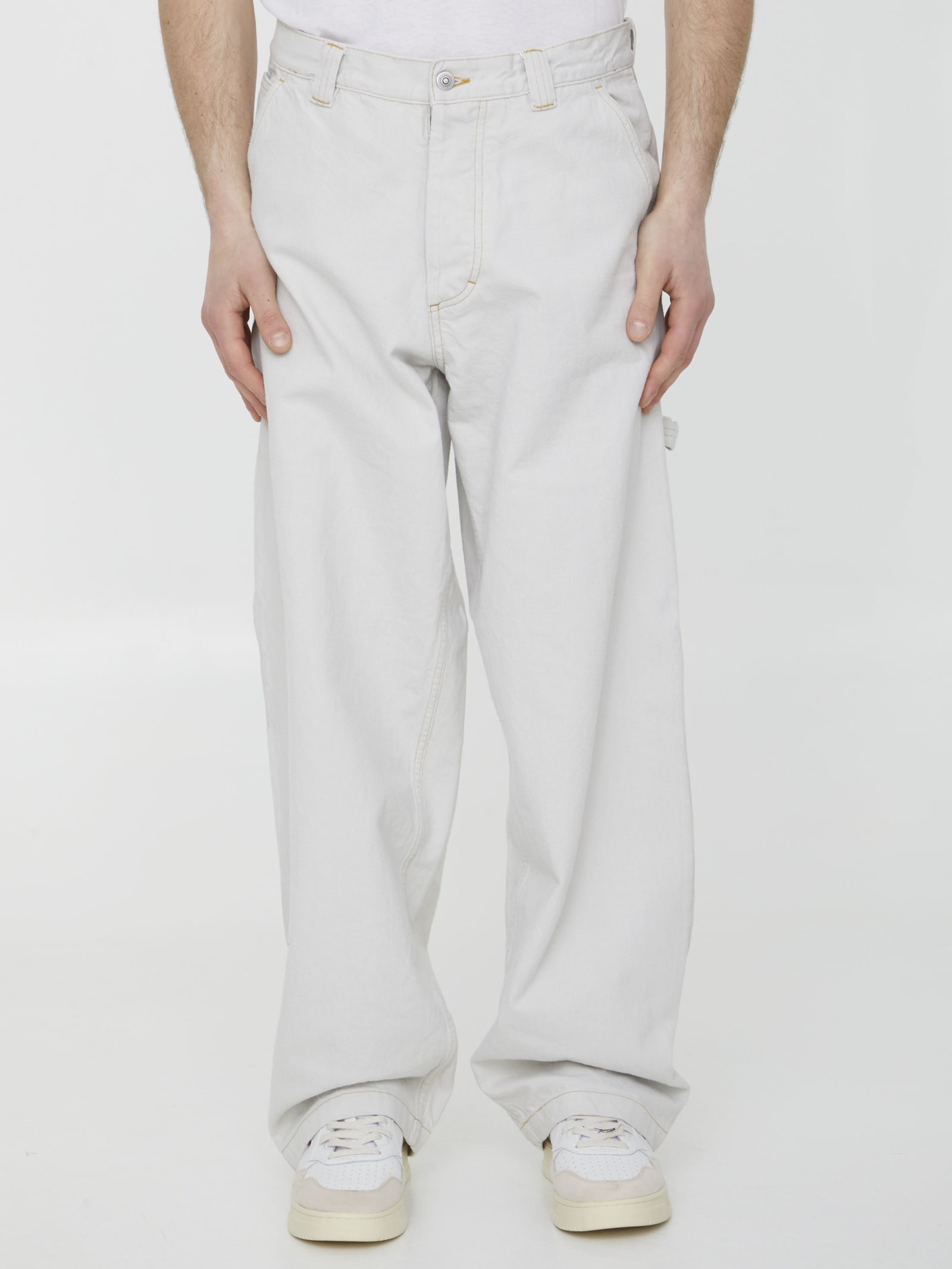 Shop Maison Margiela Cotton Denim Trousers In White