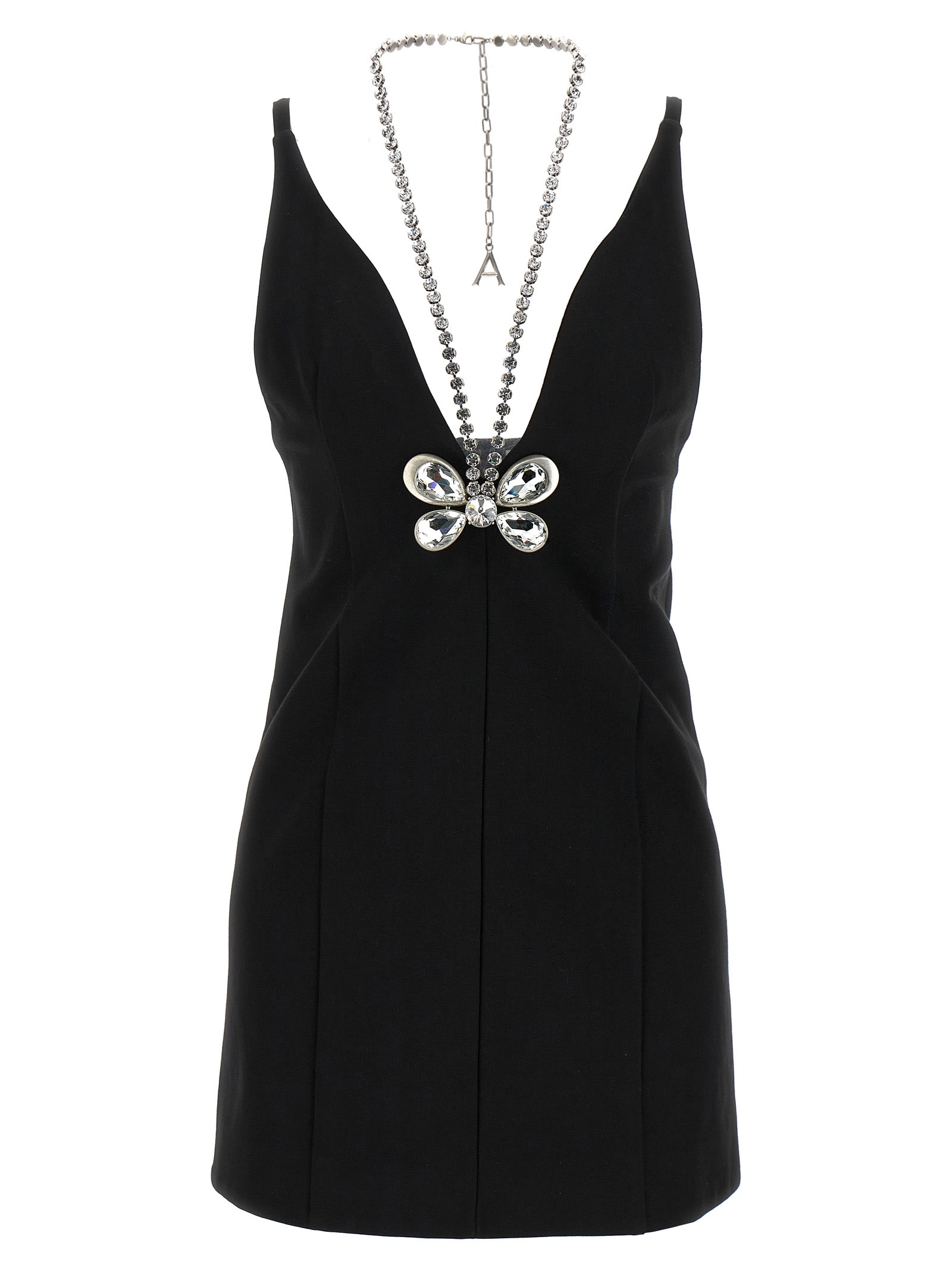 Shop Area Crystal Butterfly Mini Dress In Black