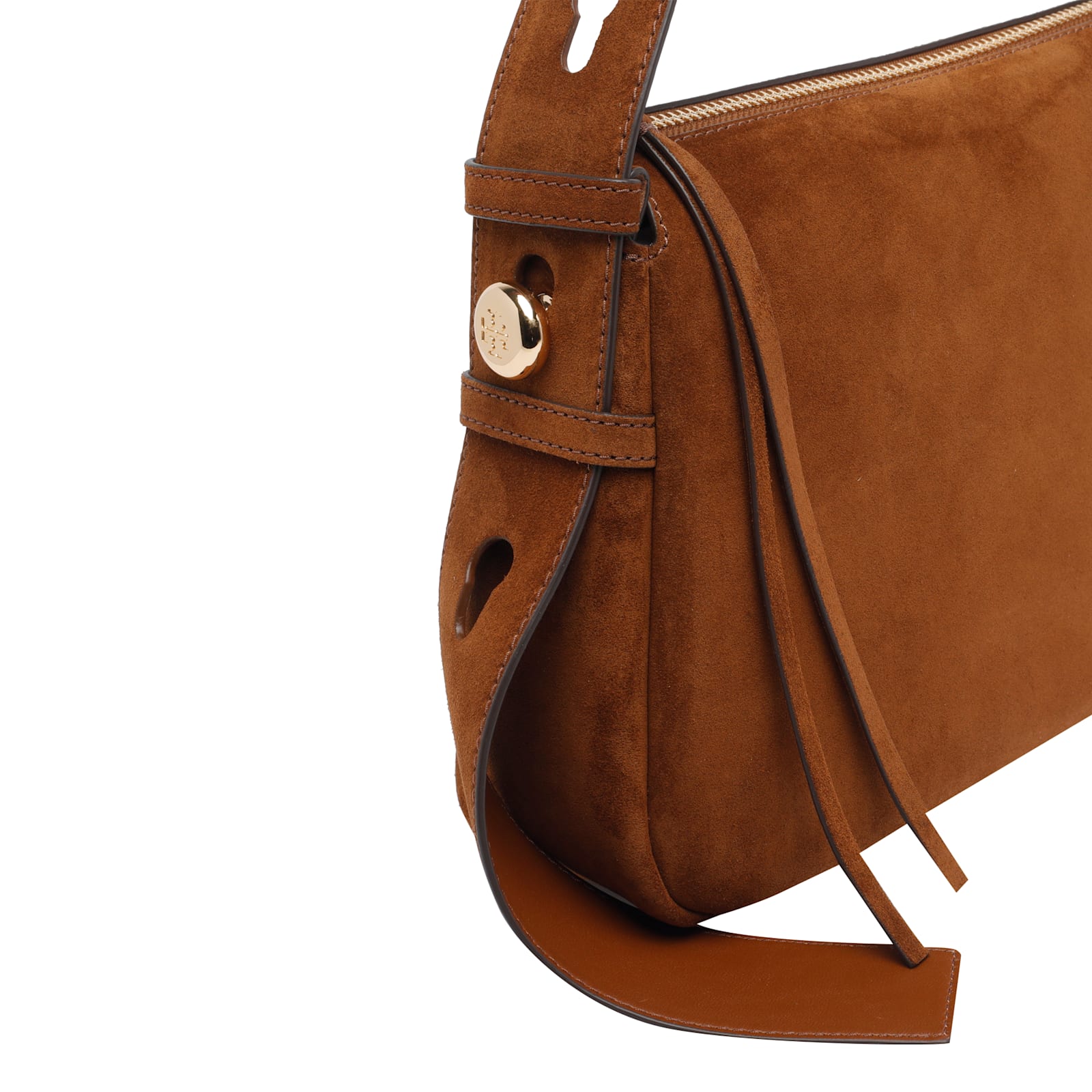 Tory Burch Romy Suede Shoulder Bag In Brown