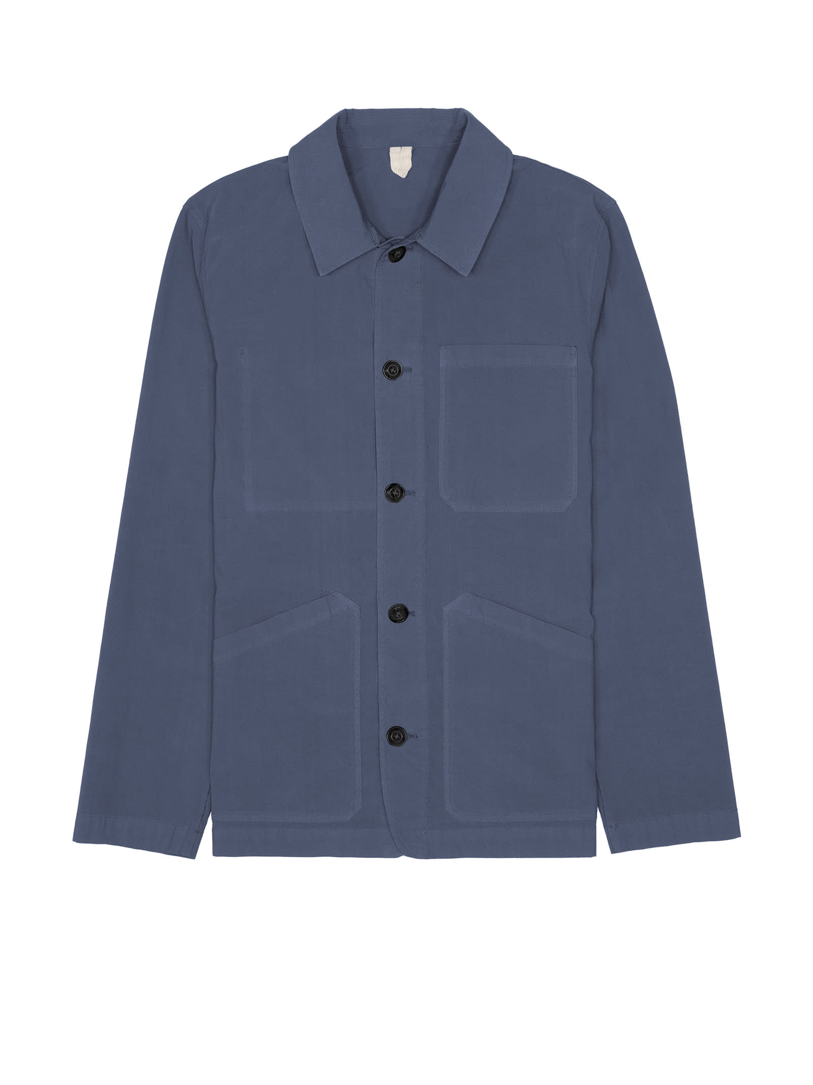 Shop Altea Air Force Blue Cotton Jacket With Buttons In Avio