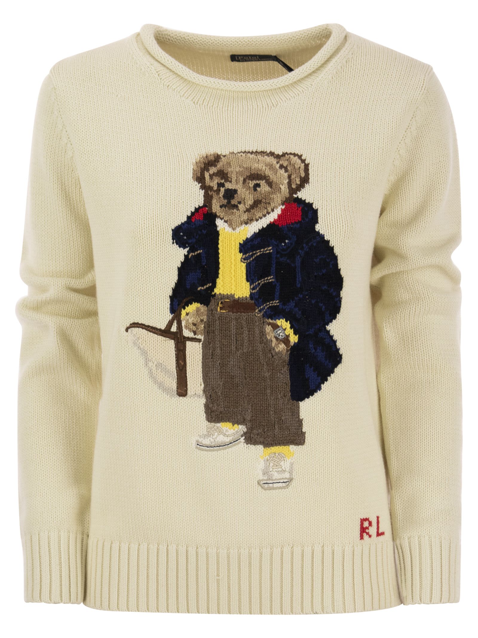 Shop Polo Ralph Lauren Polo Bear Cotton Jersey In Cream