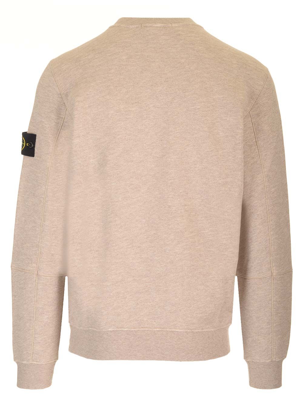 Shop Stone Island Sweatshirt In Mouliné In Beige