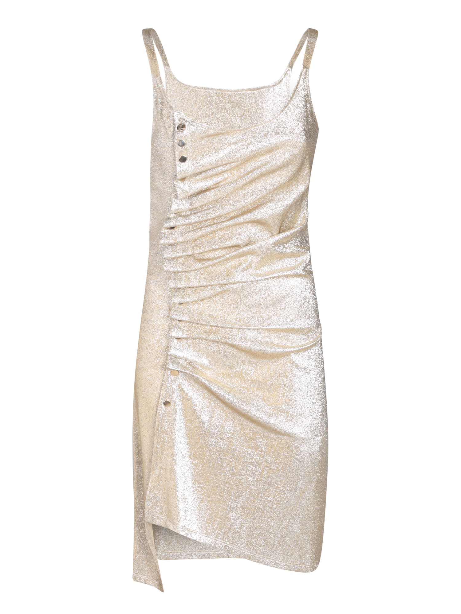 Shop Rabanne Paco  Gold Lurex Jersey Mini Dress In Metallic