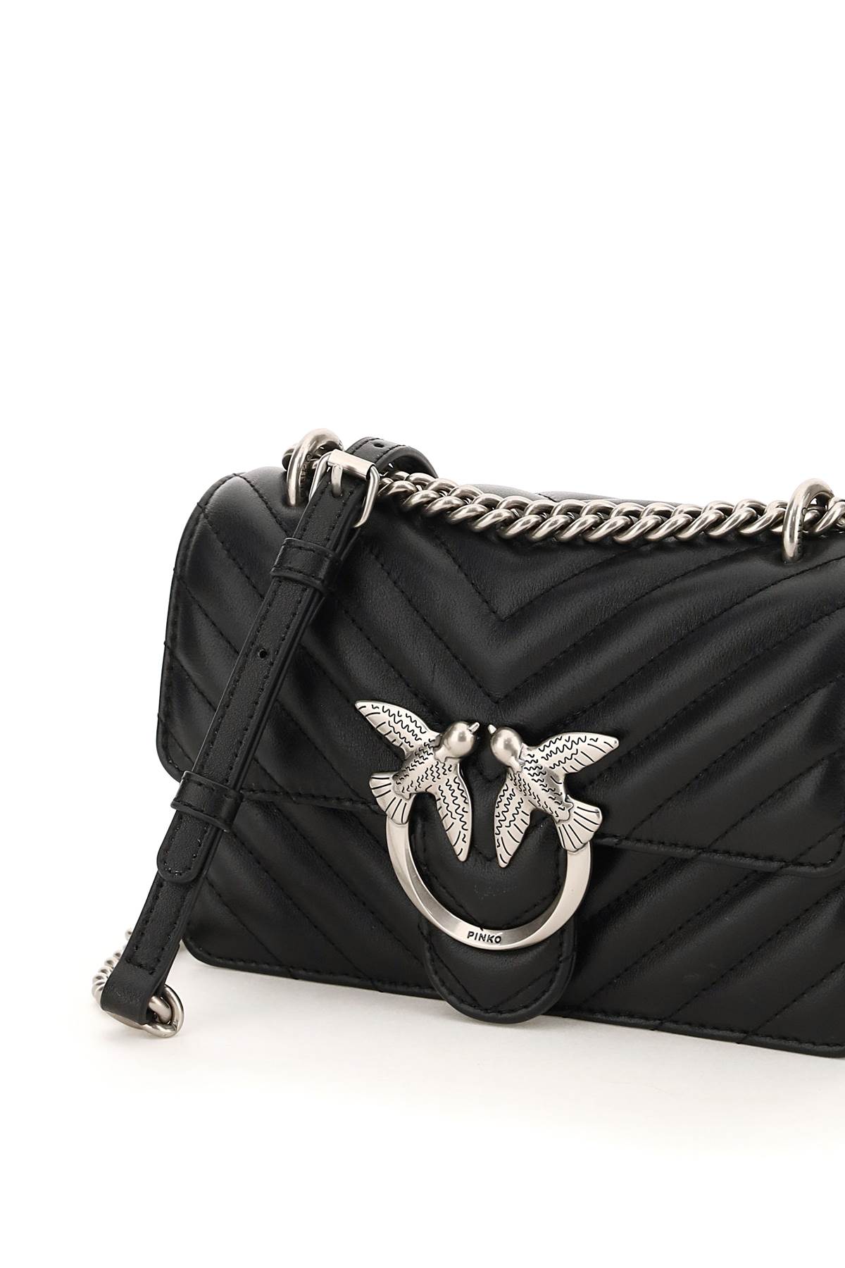 Pinko Love Shoulder Bag In Nero Old Silver (black)