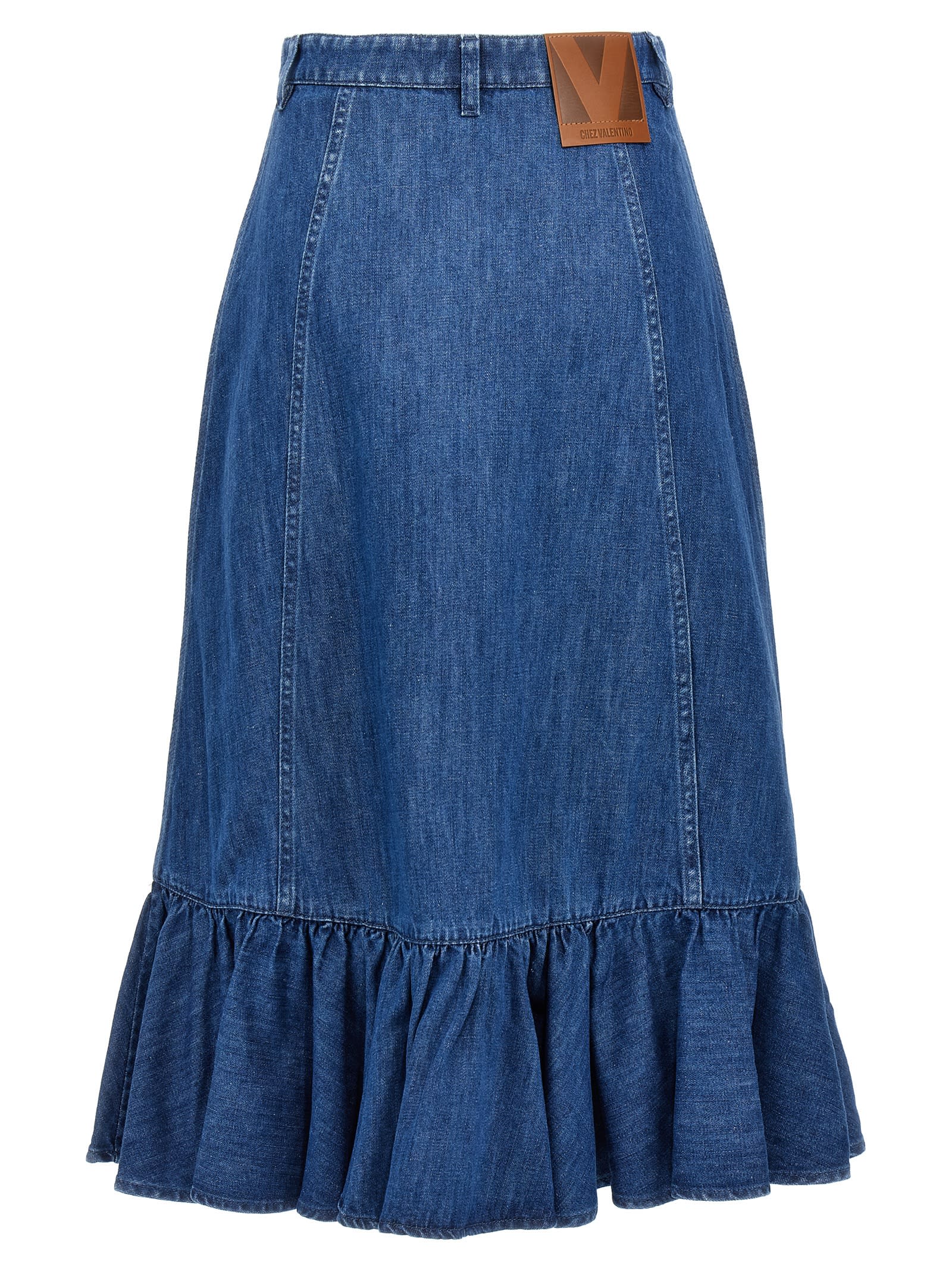 Shop Valentino Garavani Denim Skirt In Blue