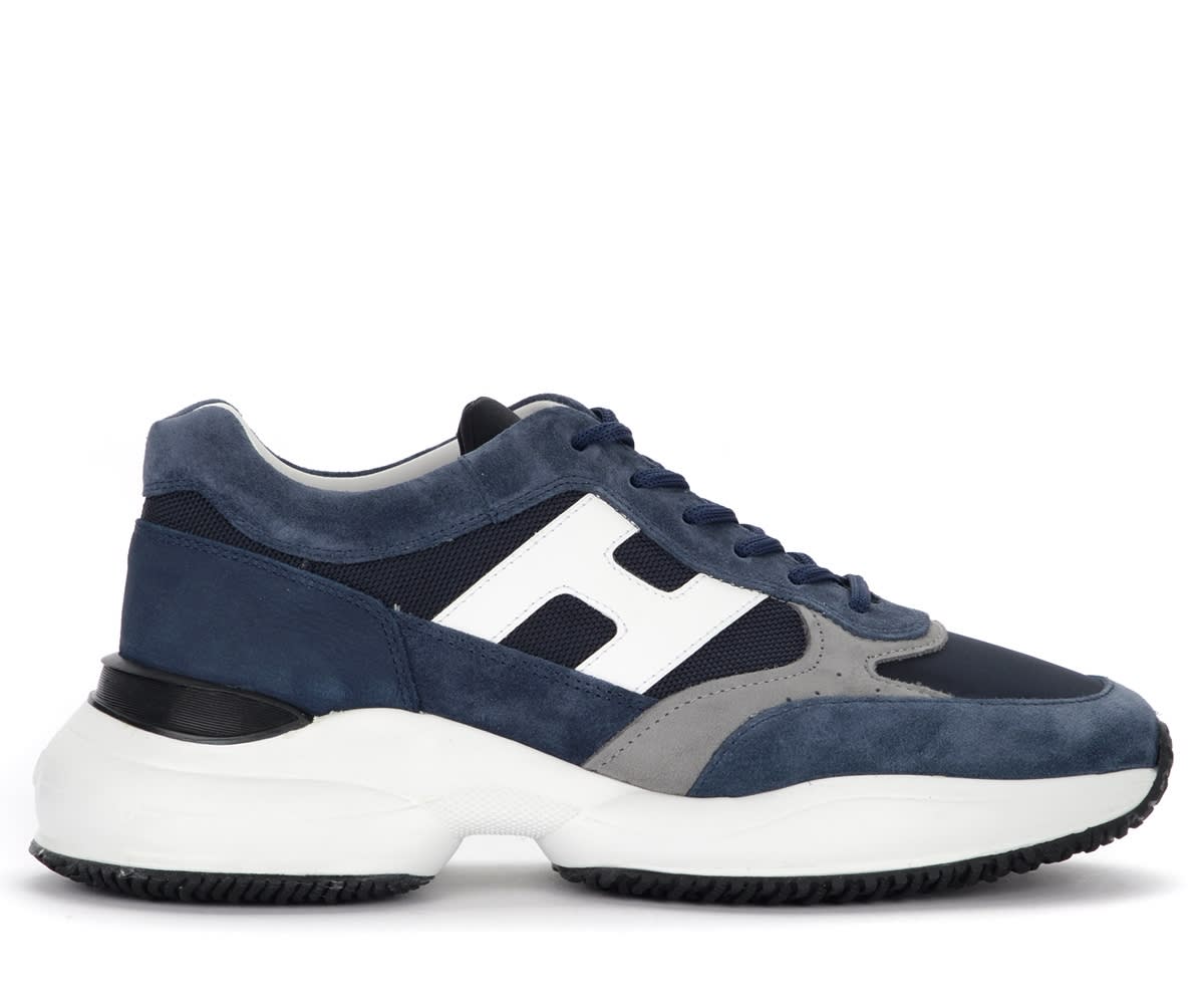Hogan Interaction Sneaker In Suede And Blue Fabric