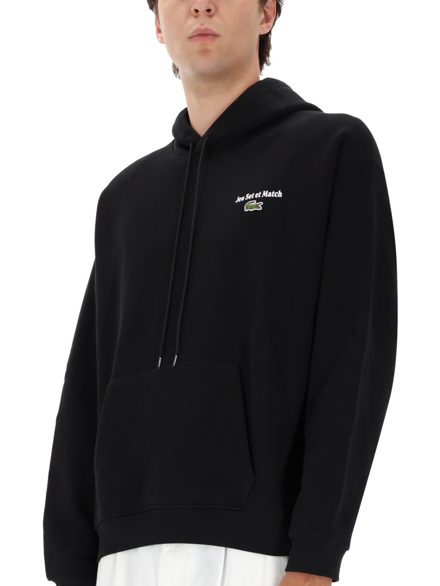 Lacoste Sweatshirt With Logo And Print In Black