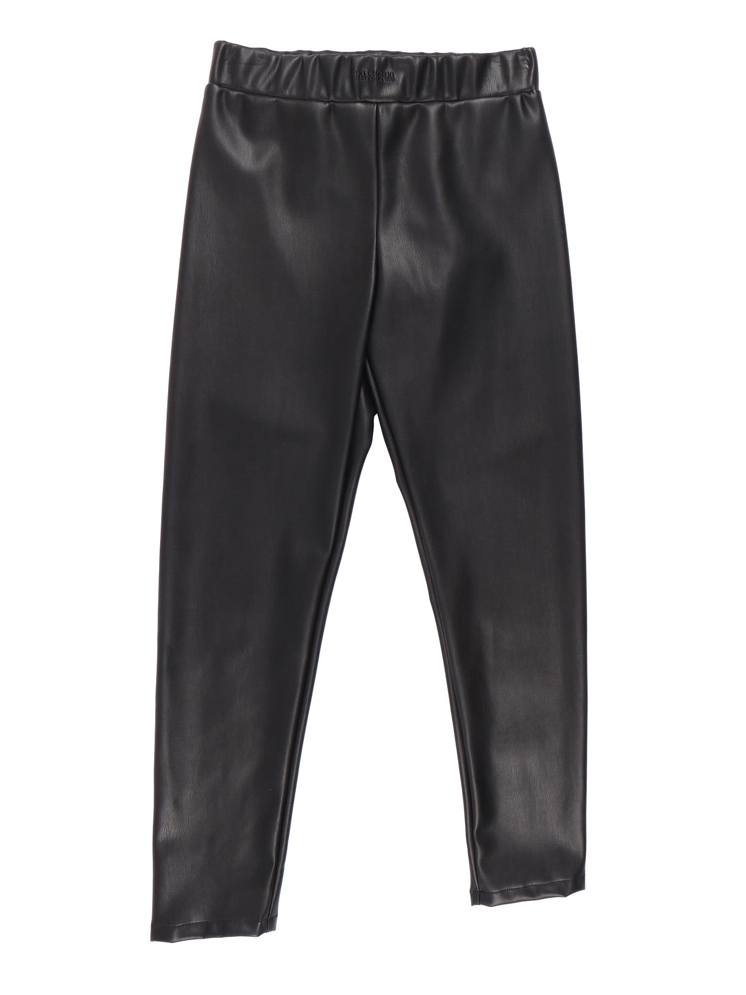 Msgm Eco Leather Leggings Girl In Black