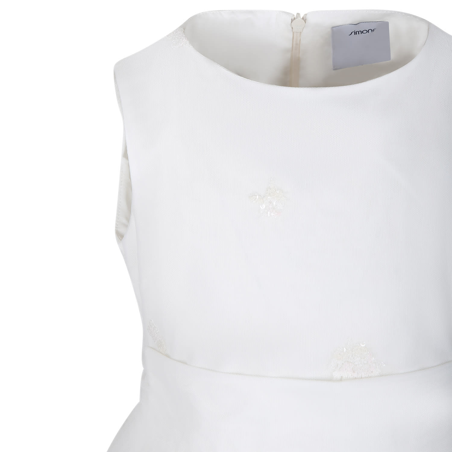 Shop Simonetta White Dress For Girl With Sequins
