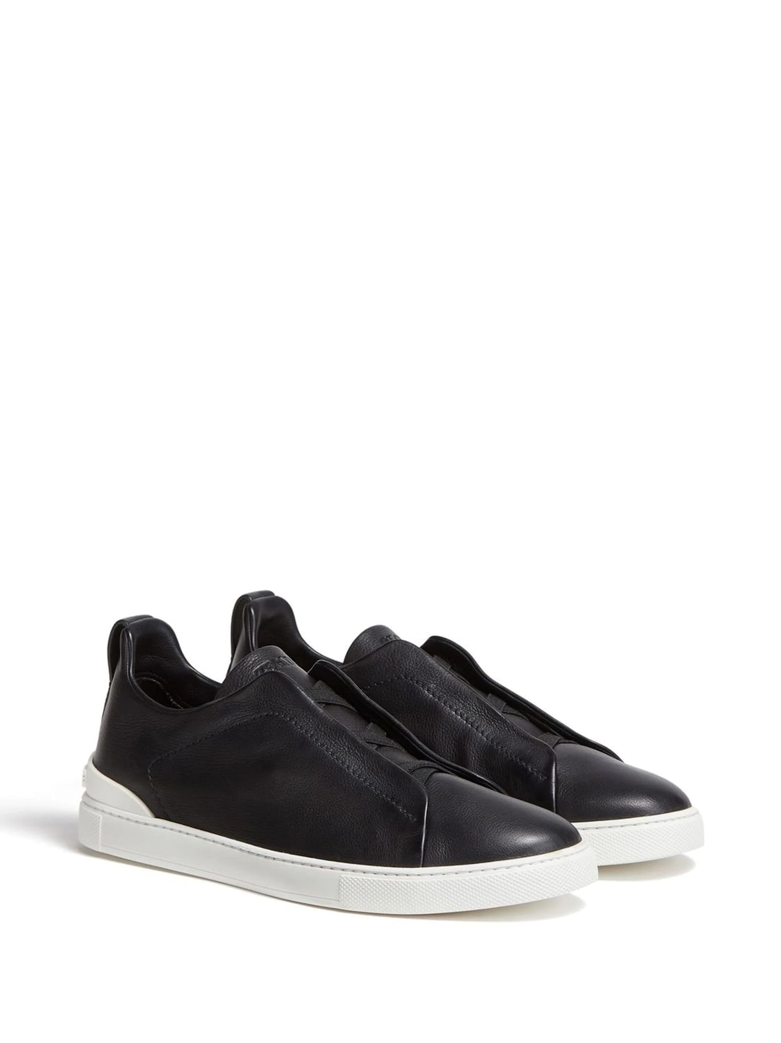 Shop Zegna Triple Stitch Secondskin Sneakers In Black