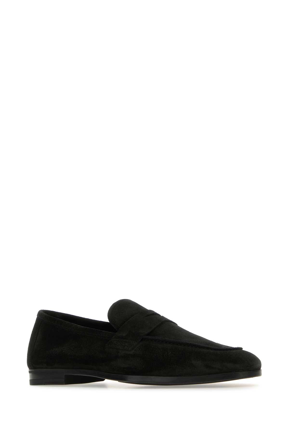 Shop Tom Ford Black Suede Sean Loafers