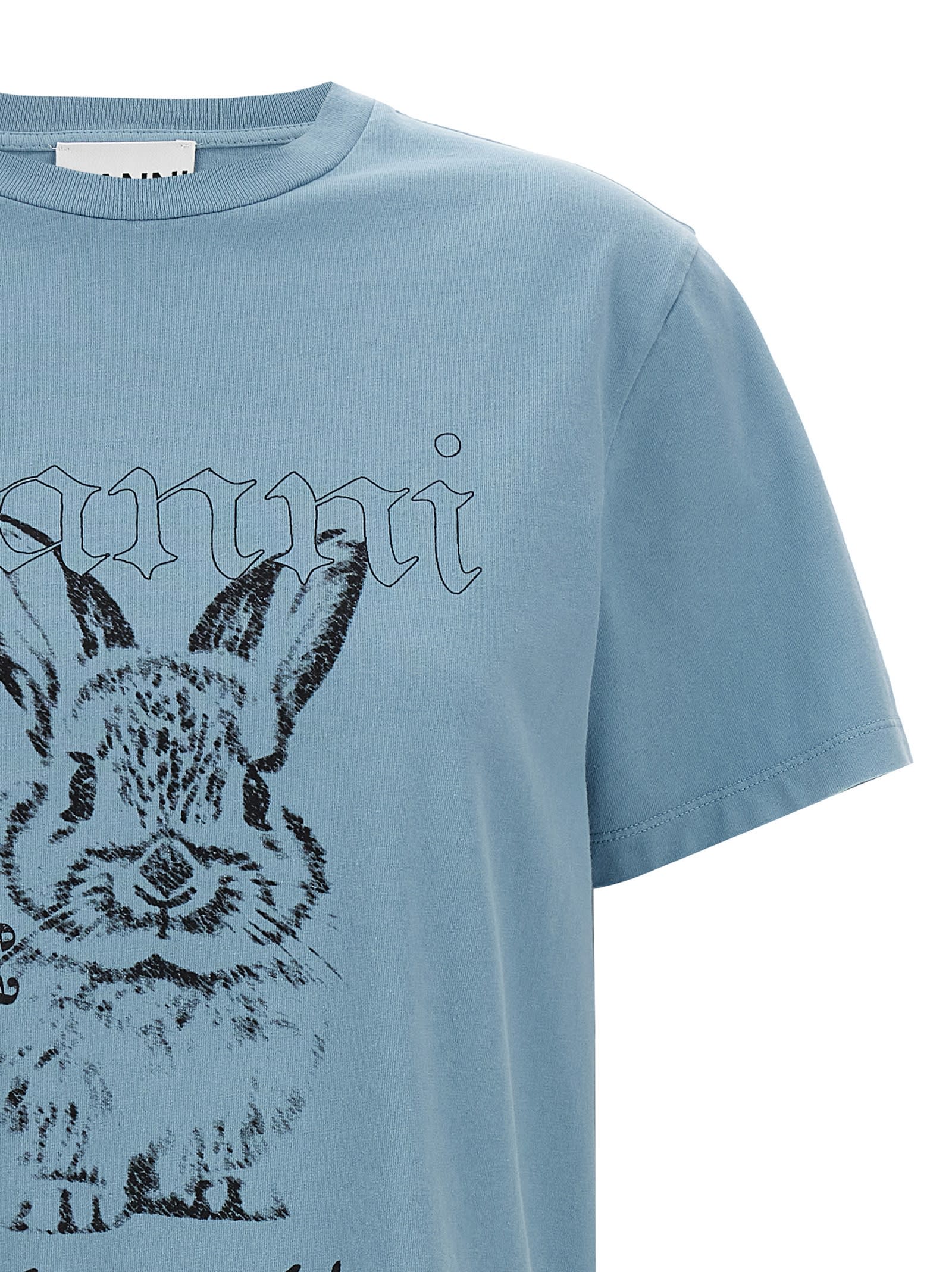 Ganni Future Basic Jersey Bunny Relaxed T-shirt Soft Chambray