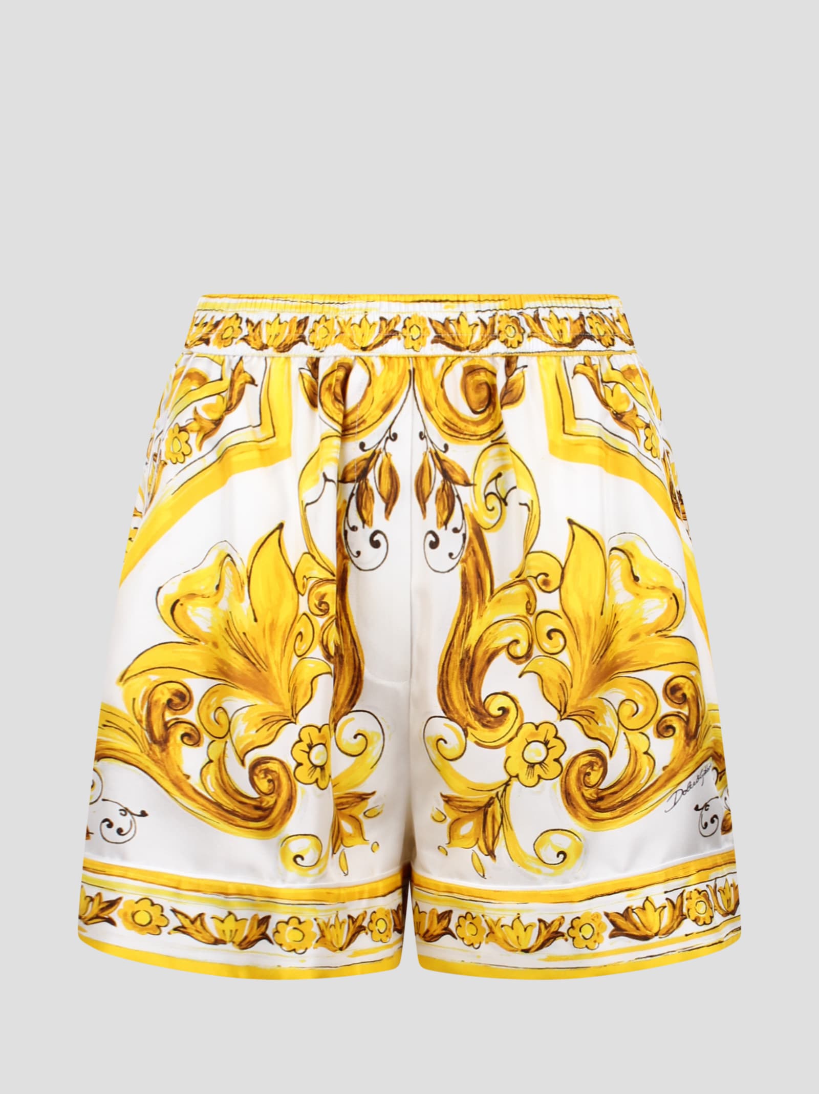 Shop Dolce & Gabbana Majolica-print Silk Shorts