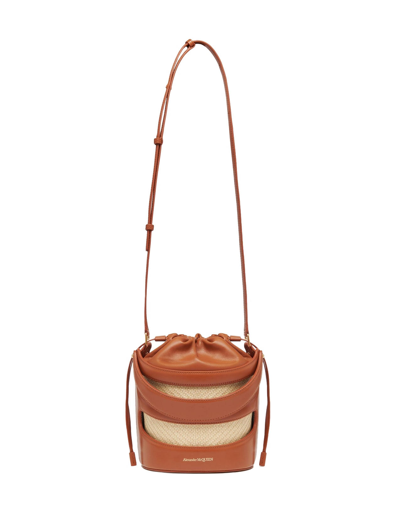 Shop Alexander Mcqueen The Rise Bucket Bag In Tan/natural In Brown