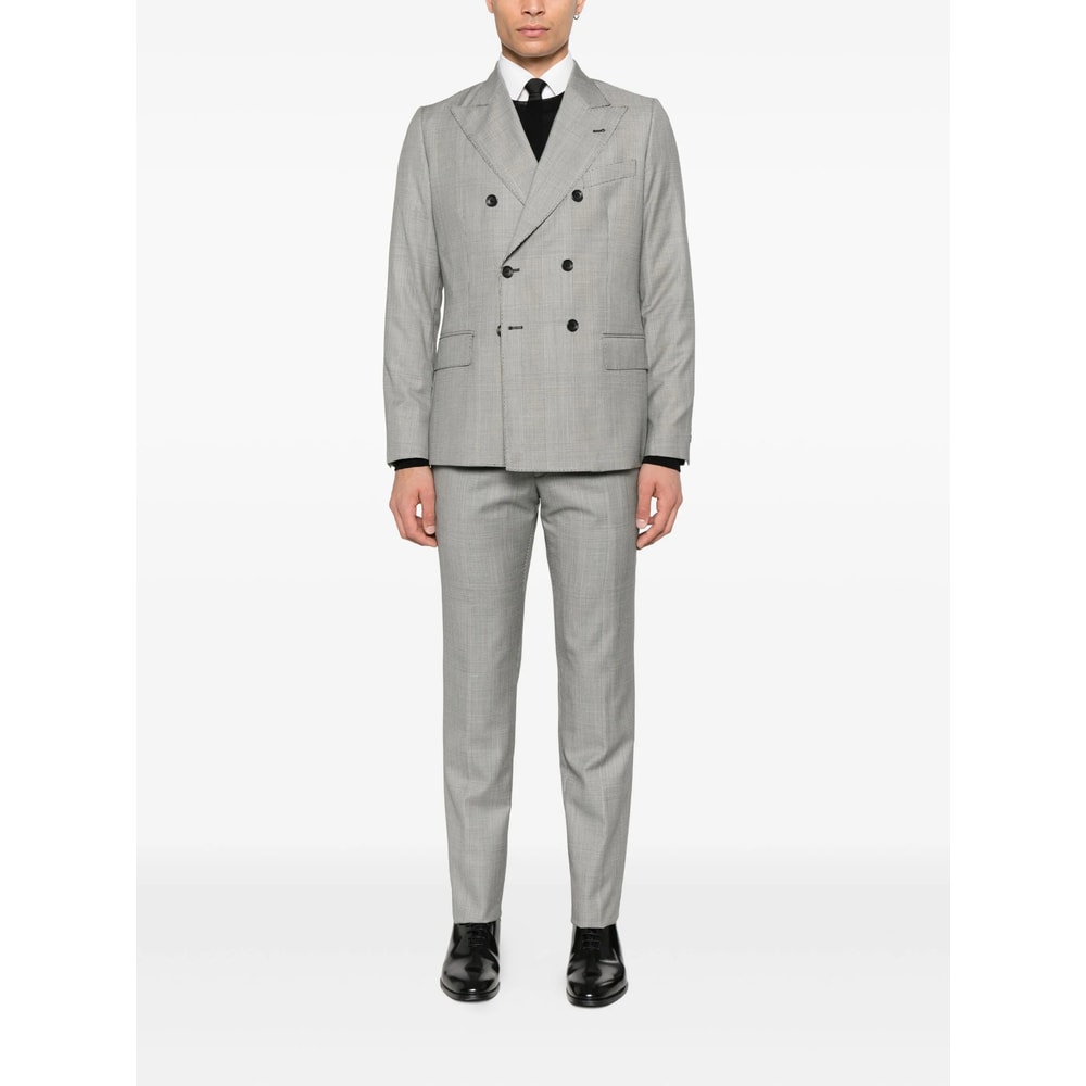 Reveres 1949 Double-breasted Checked-pattern Suit In Gray