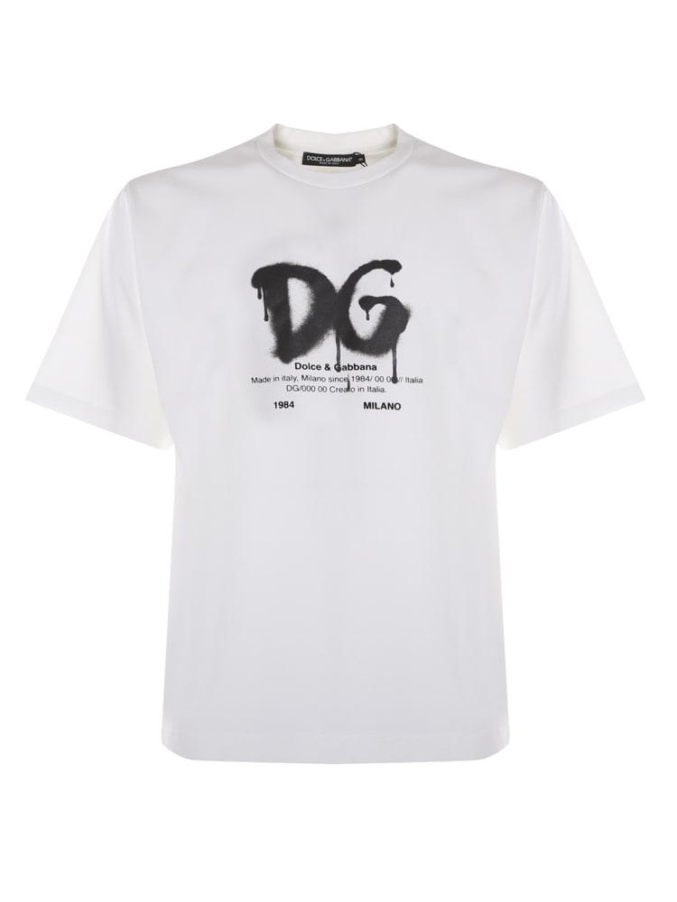 Dolce & Gabbana Cotton T-shirt With Dg Spray Print