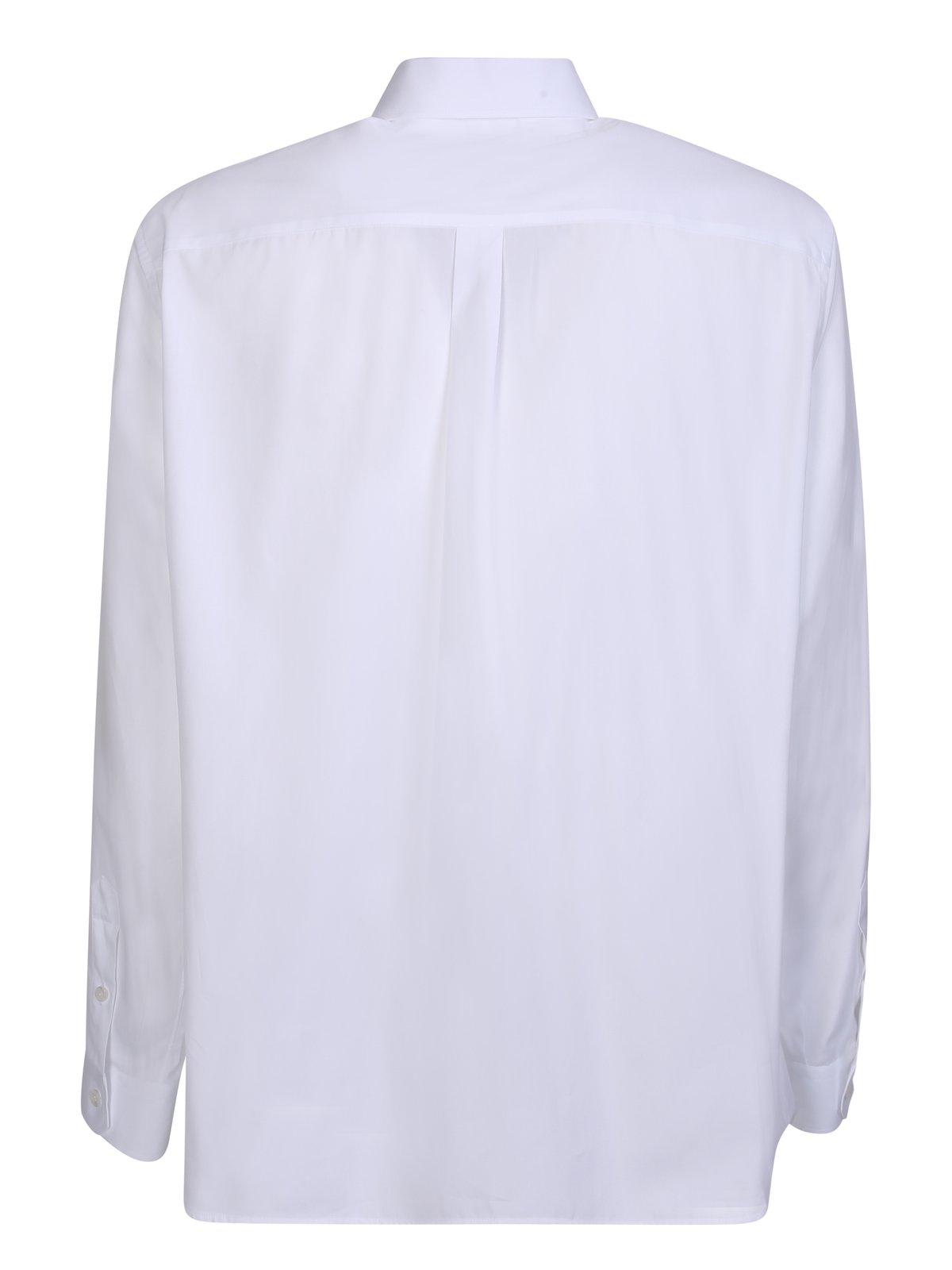 Shop Dolce & Gabbana Logo-plaque Long-sleeved Shirt In Bianco Ottico