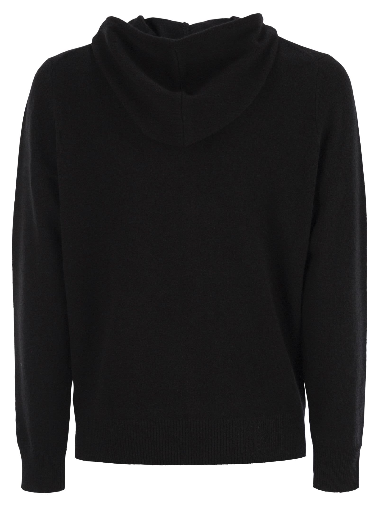 Mc2 Saint Barth Wool Cardigan With Zip In Black