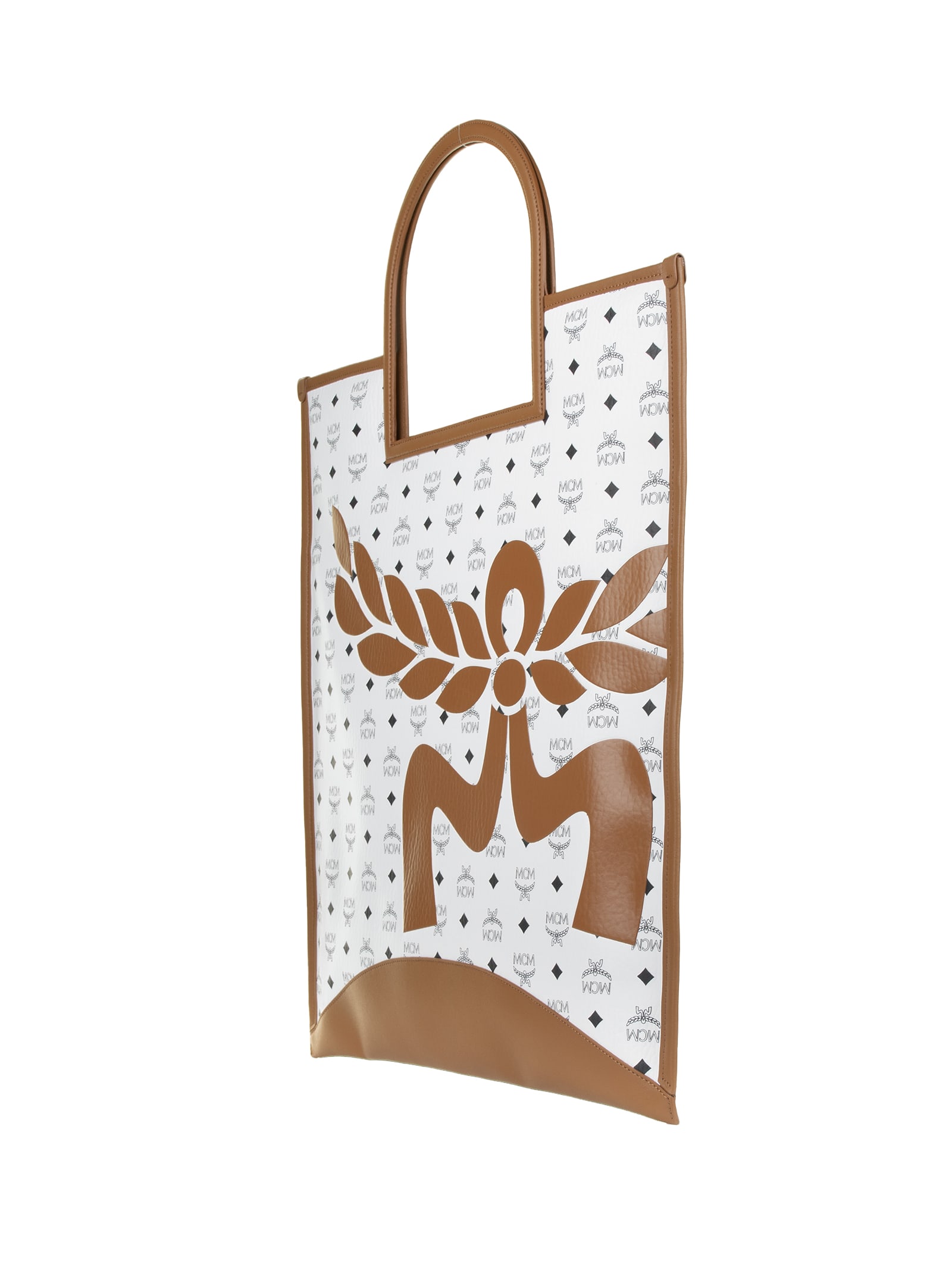 Shop Mcm Aren Fold Tote Bag With Logo Motif In White