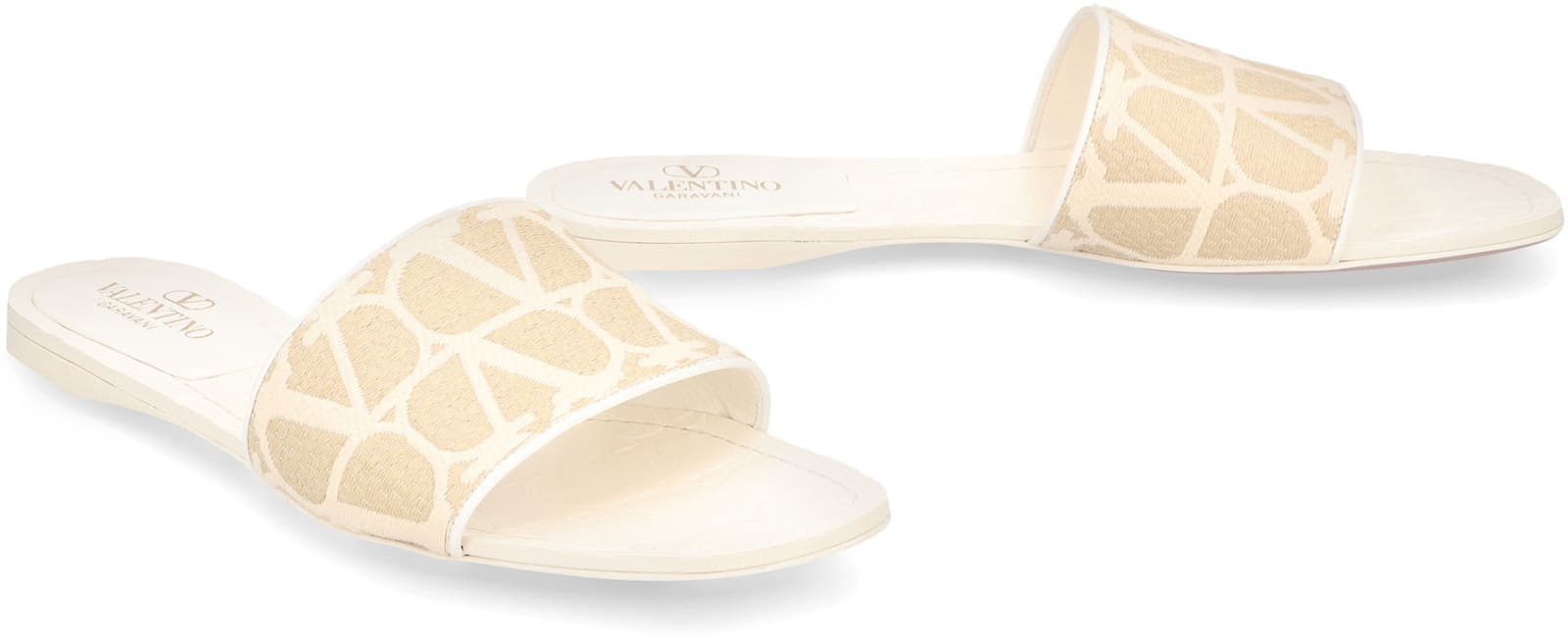 VALENTINO GARAVANI VALENTINO GARAVANI - RAFFIA SLIDES WITH LOGO