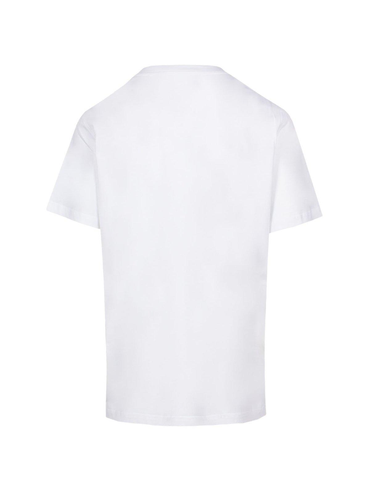 Shop Moschino Logo Printed Crewneck T-shirt In White