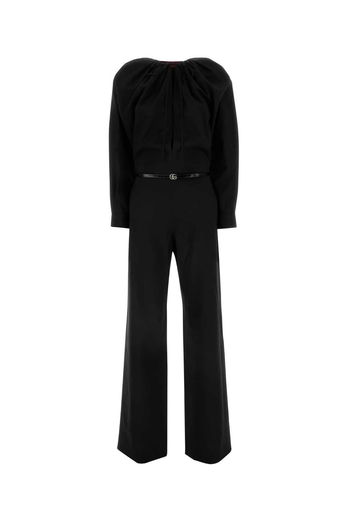 Shop Gucci Black Stretch Wool Jumpsuit